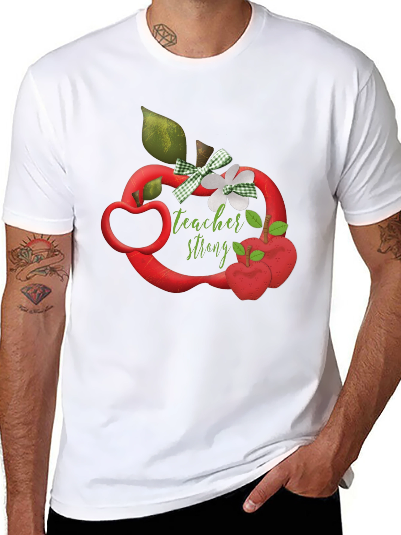 Teacher Strong Apple Graphic Tee - Black