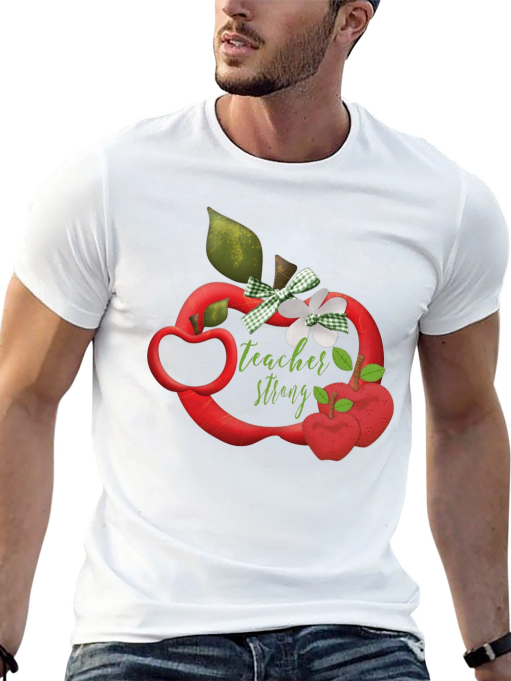 Teacher Strong Apple Graphic Tee - Black