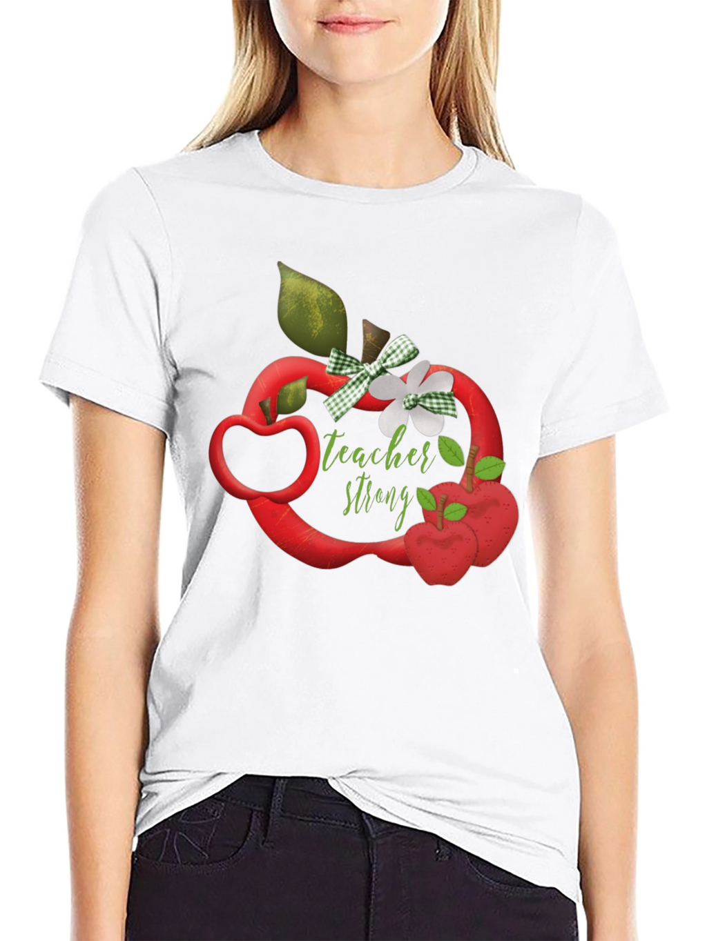 Teacher Strong Apple Graphic Tee - Black