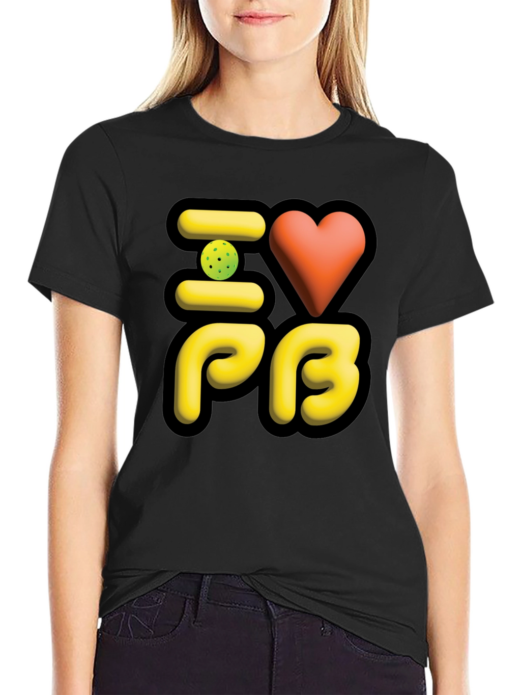 I Love PB Pickleball T-Shirt Black