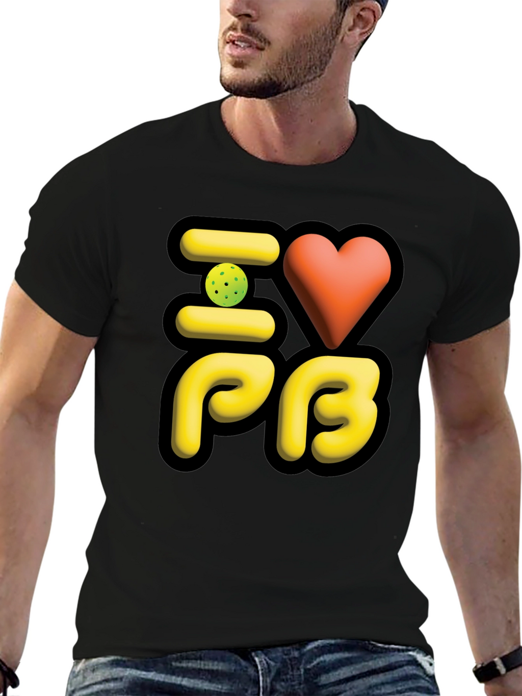 I Love PB Pickleball T-Shirt Black