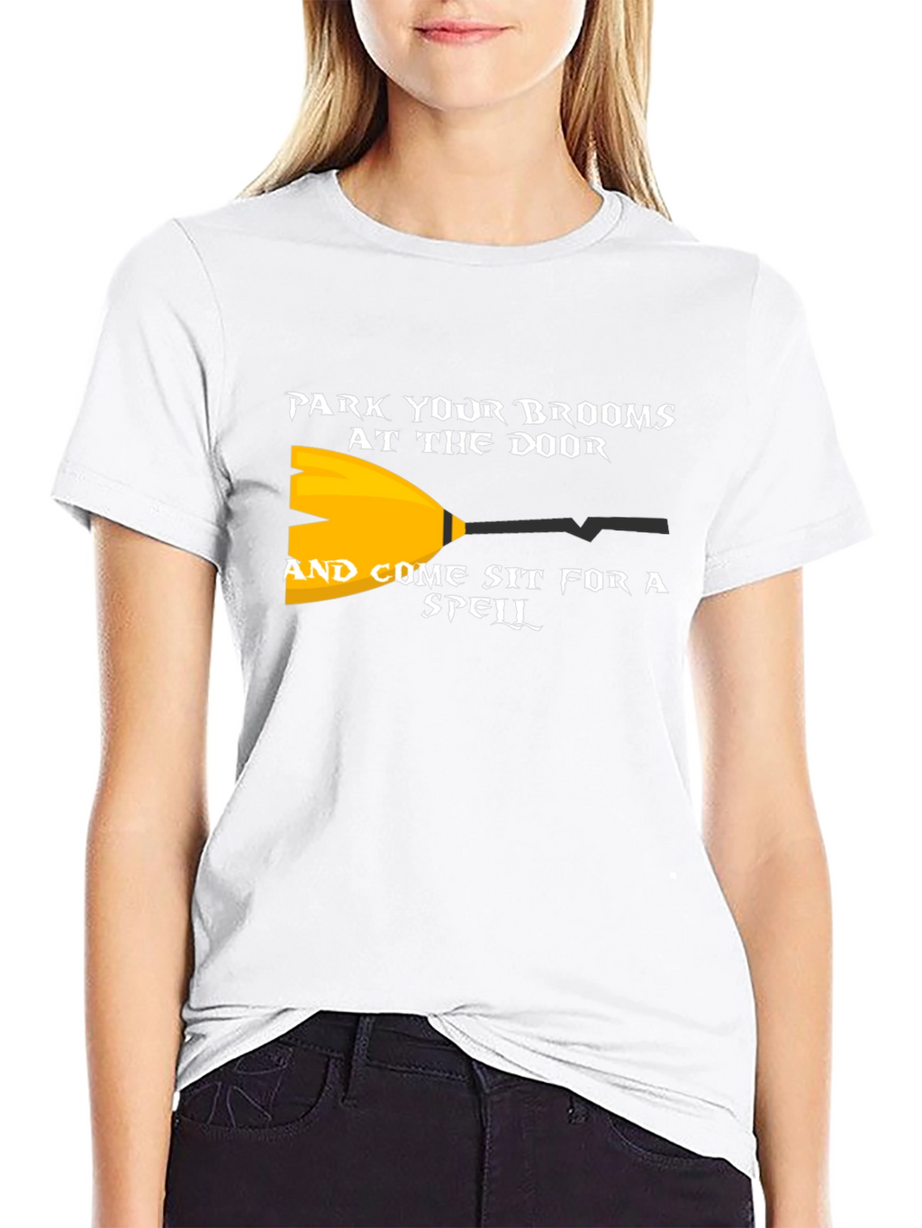 Park Your Brooms Graphic Tee - Halloween Witch Shirt
