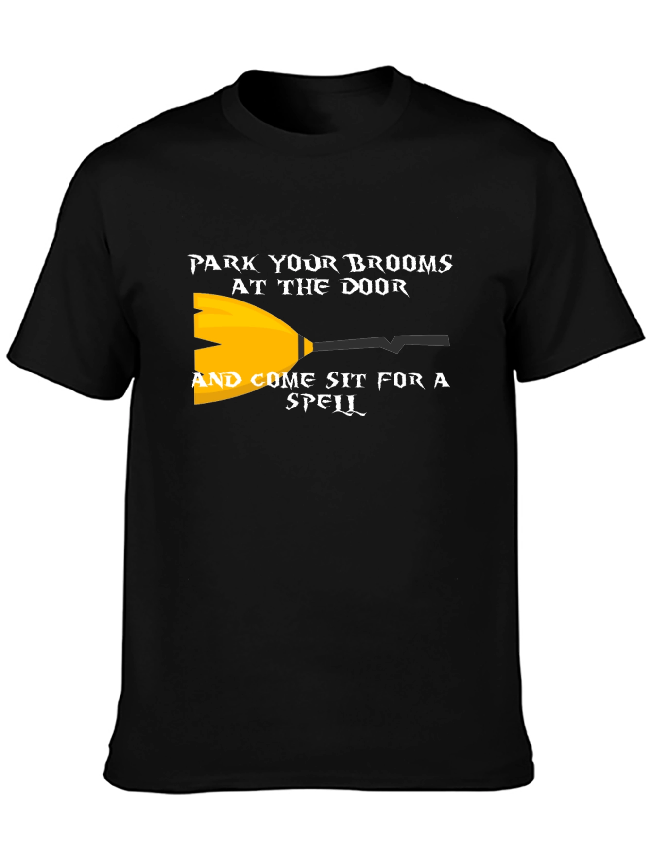 Park Your Brooms Graphic Tee - Halloween Witch Shirt