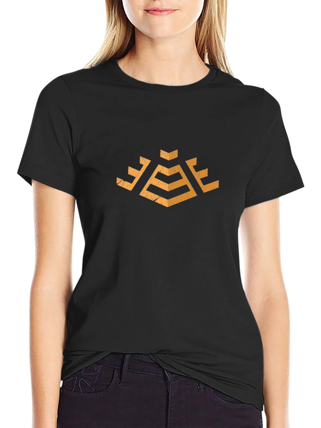 Retro Pyramid Graphic Tee - Black Cotton Blend Shirt