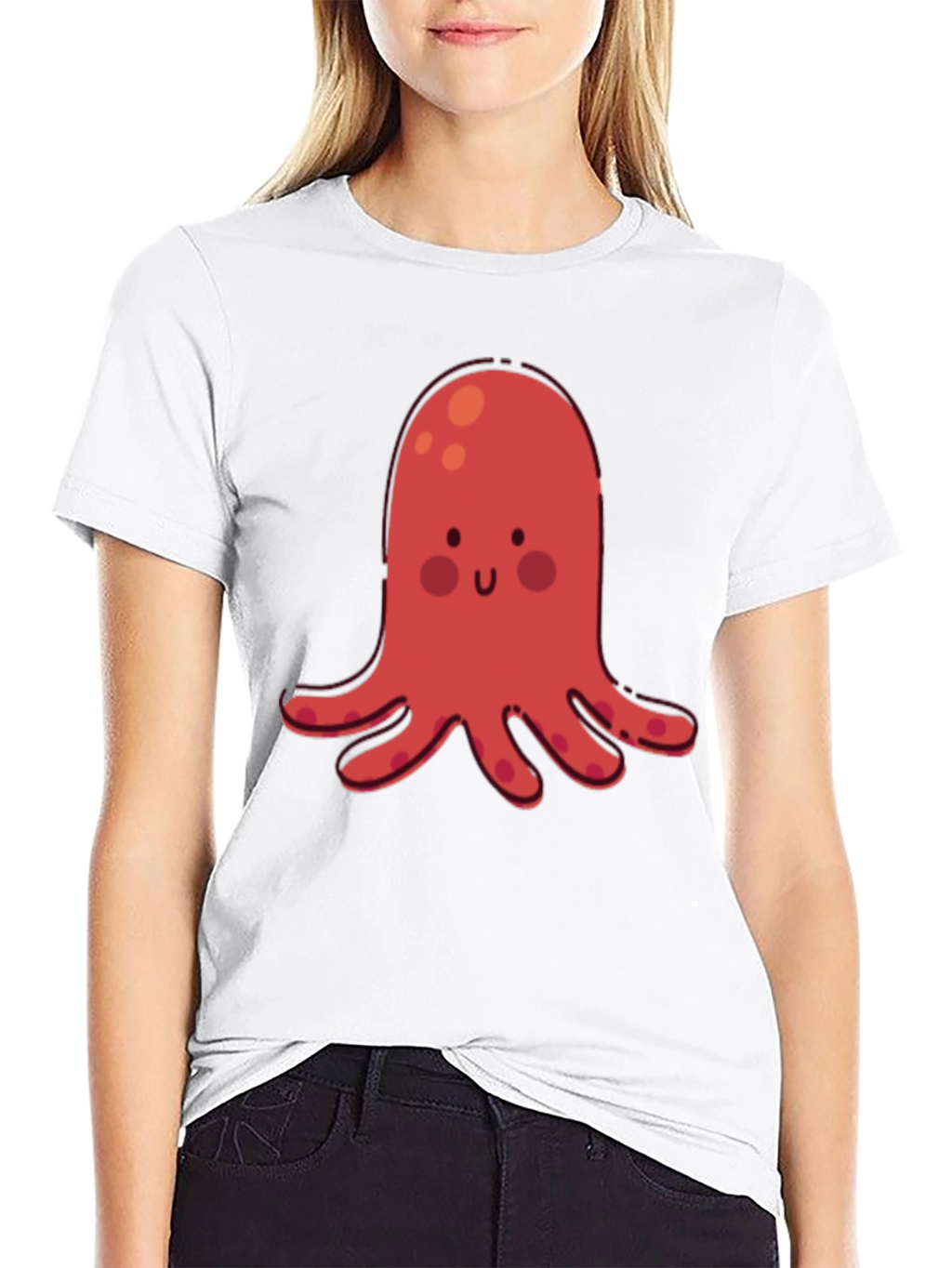 Cute Red Octopus Graphic T-Shirt