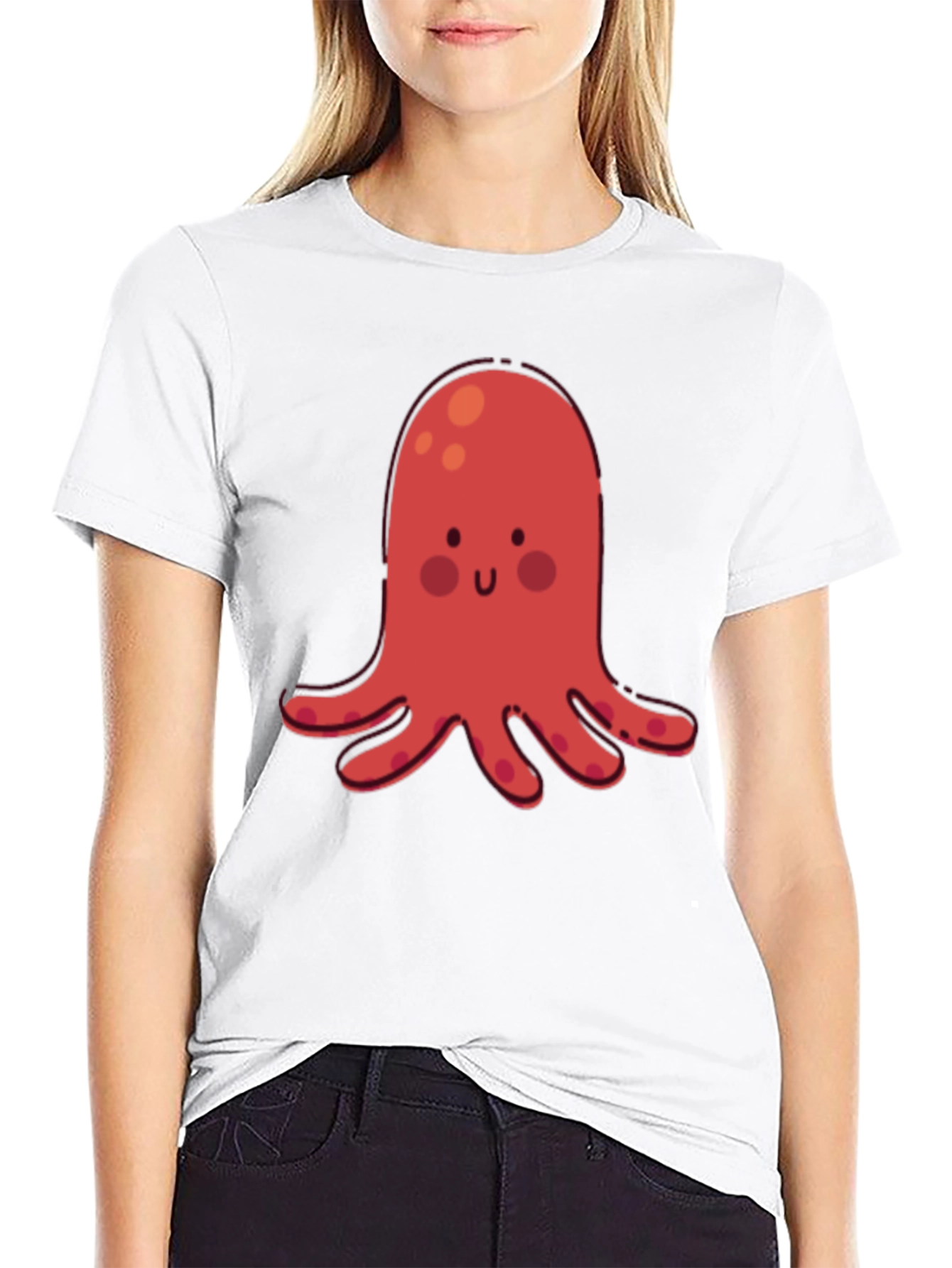 Cute Red Octopus Graphic T-Shirt