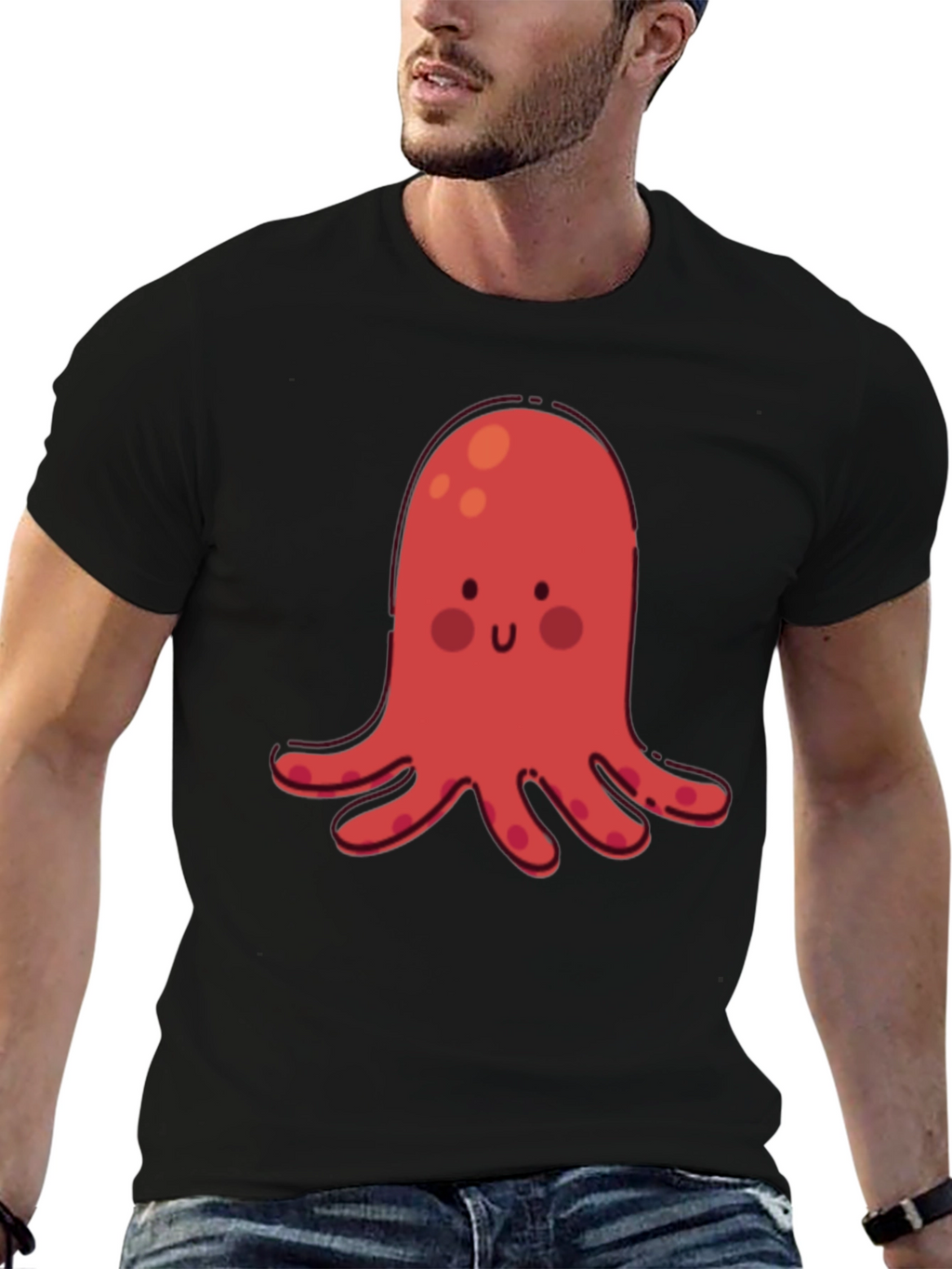 Cute Red Octopus Graphic T-Shirt