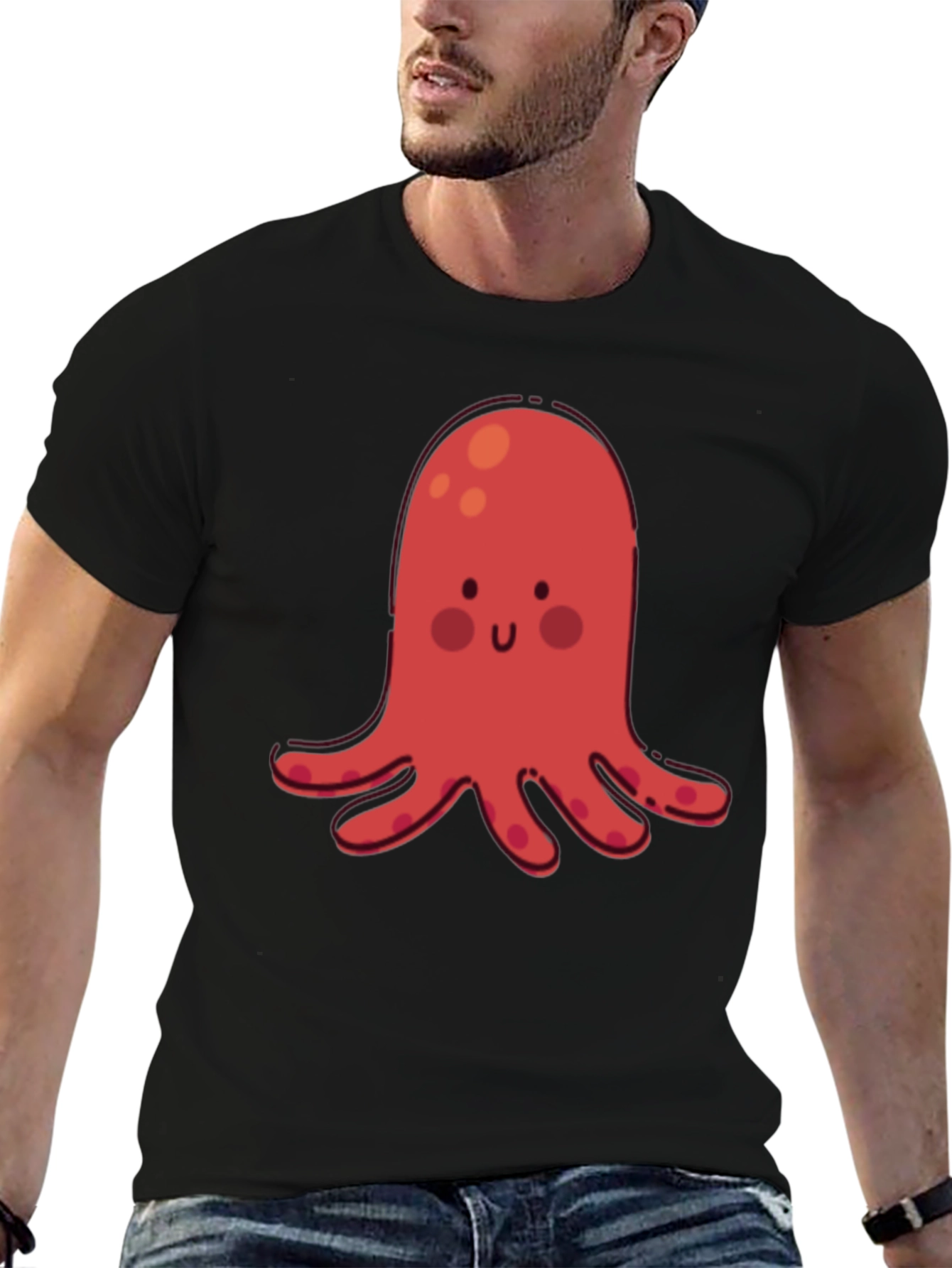 Cute Red Octopus Graphic T-Shirt