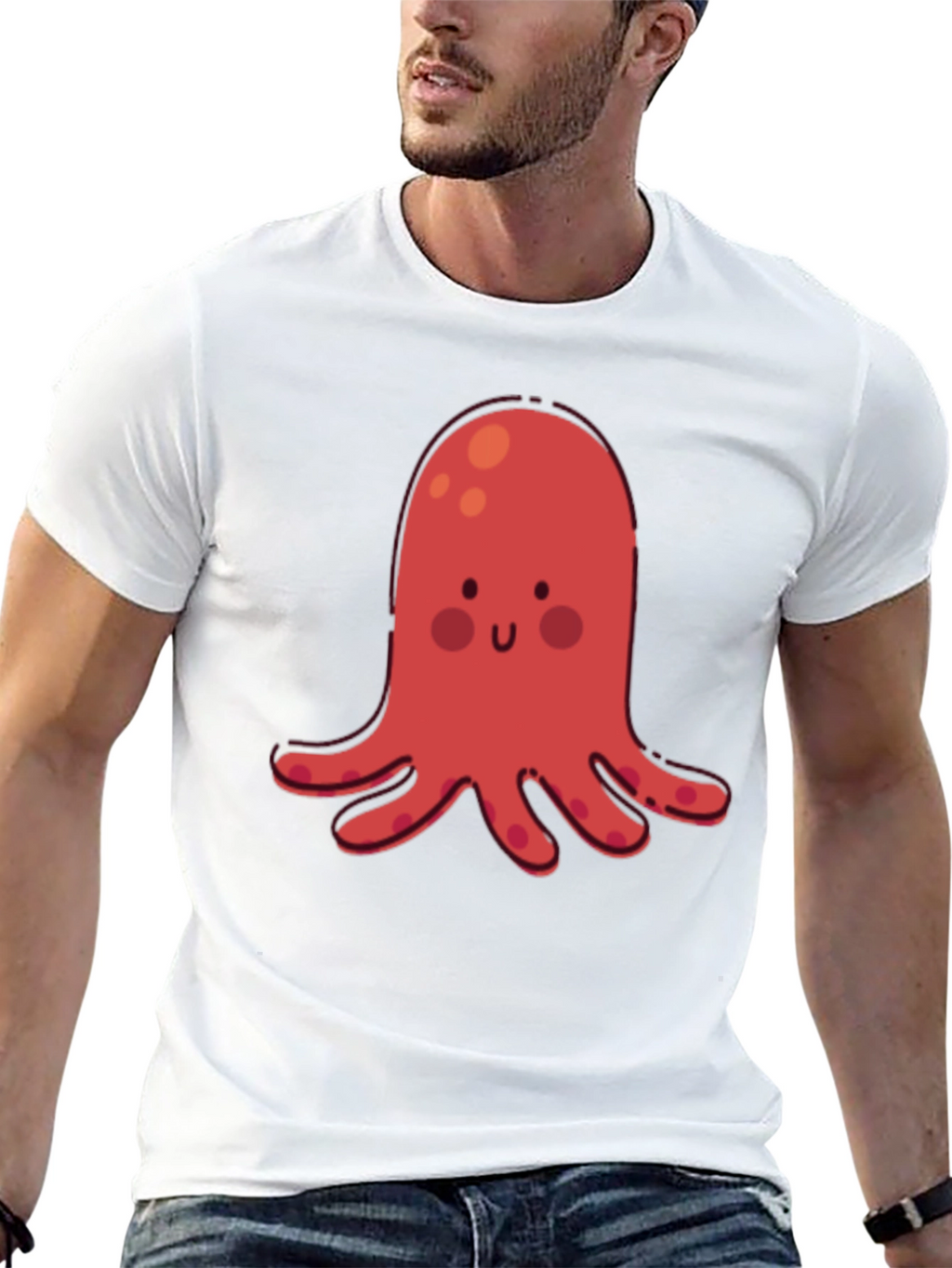 Cute Red Octopus Graphic T-Shirt
