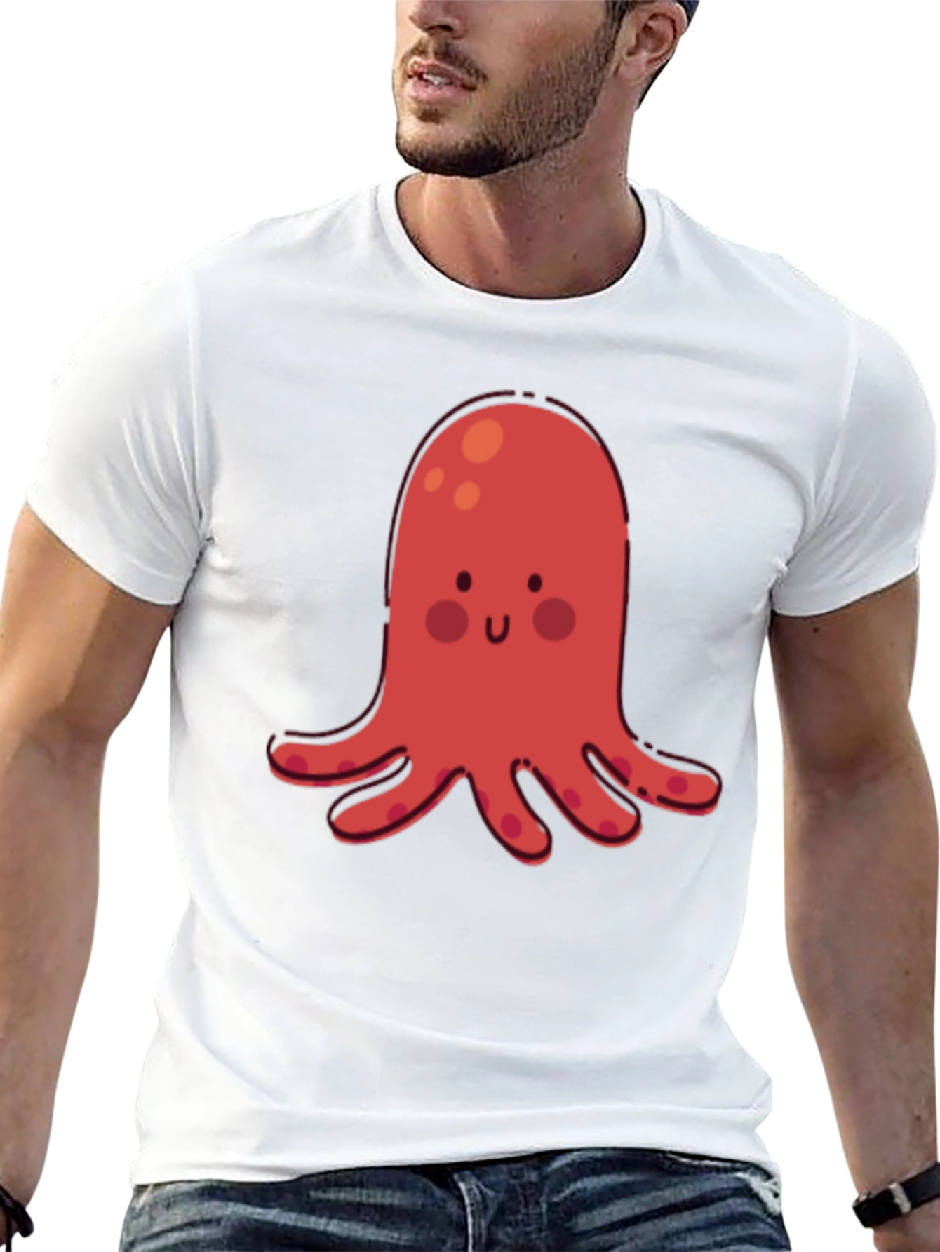 Cute Red Octopus Graphic T-Shirt