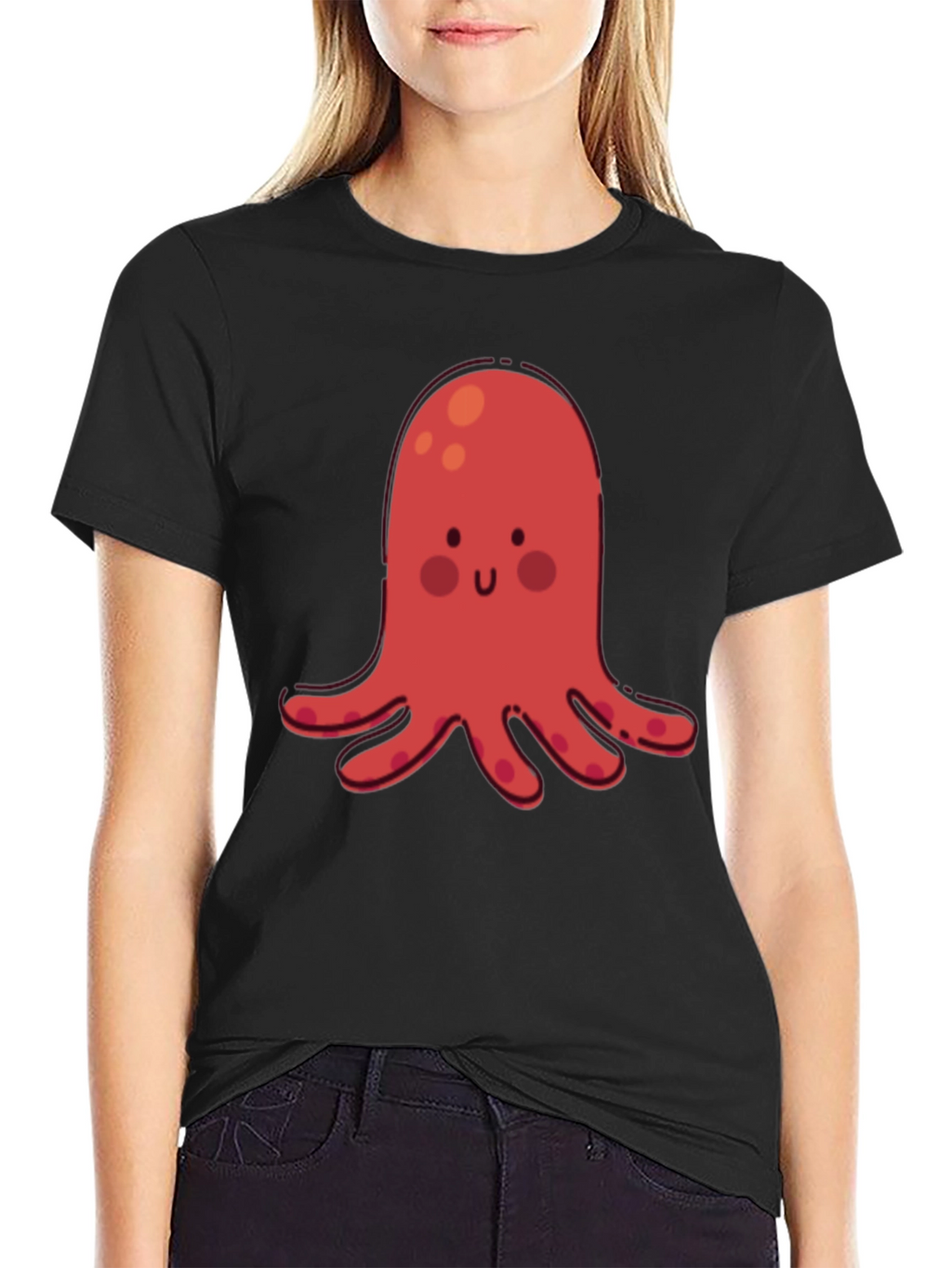 Cute Red Octopus Graphic T-Shirt