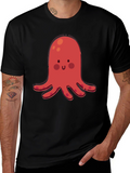 Cute Red Octopus Graphic T-Shirt