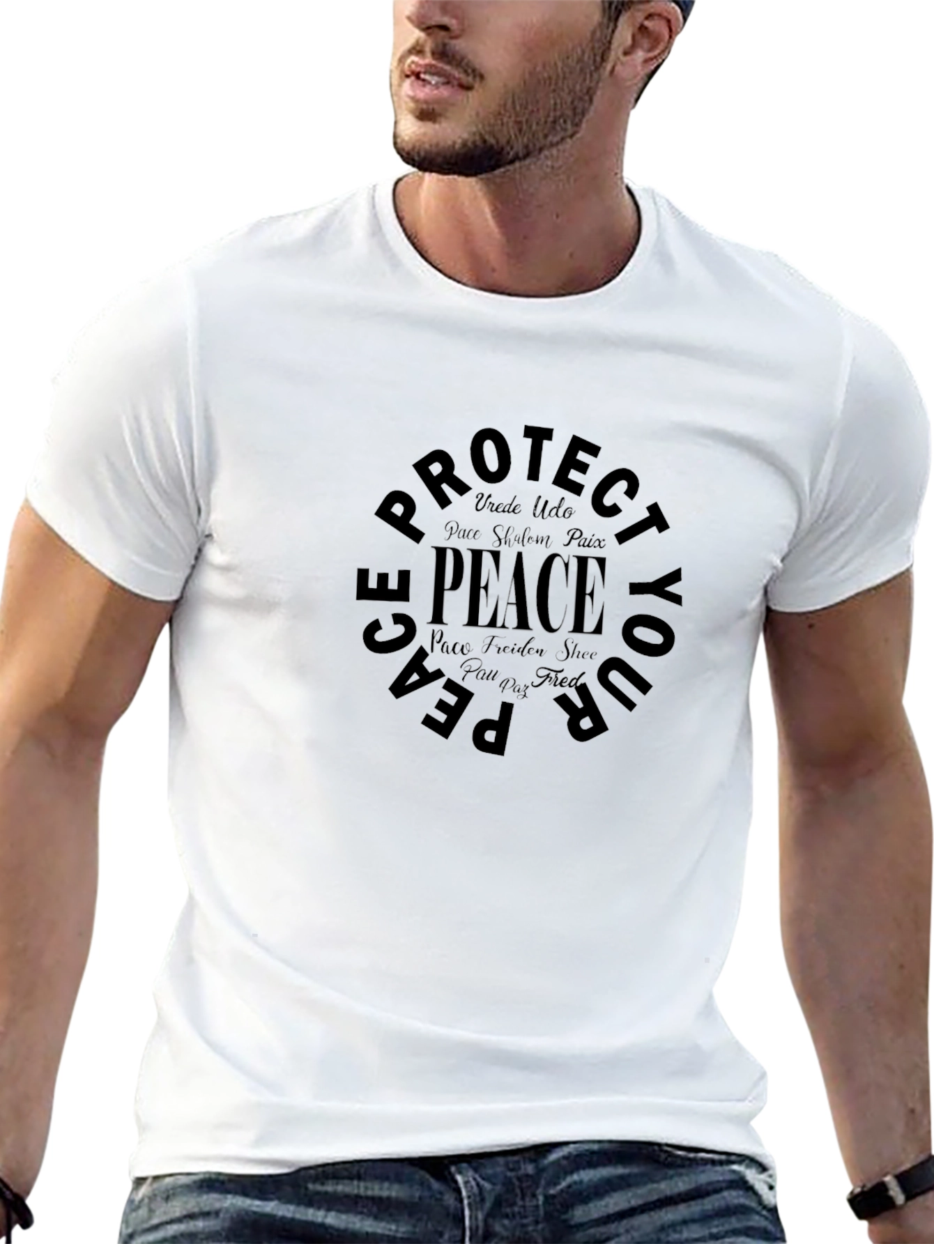 Peace Protect T-Shirt - Black Graphic Tee