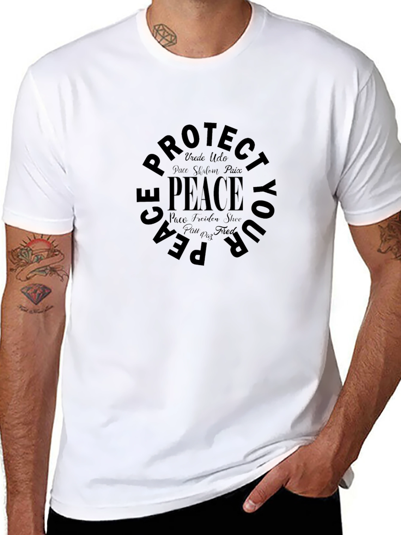 Peace Protect T-Shirt - Black Graphic Tee