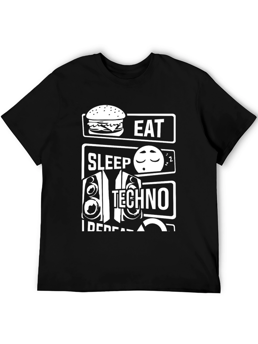 Eat Sleep Techno Repeat Black T-Shirt