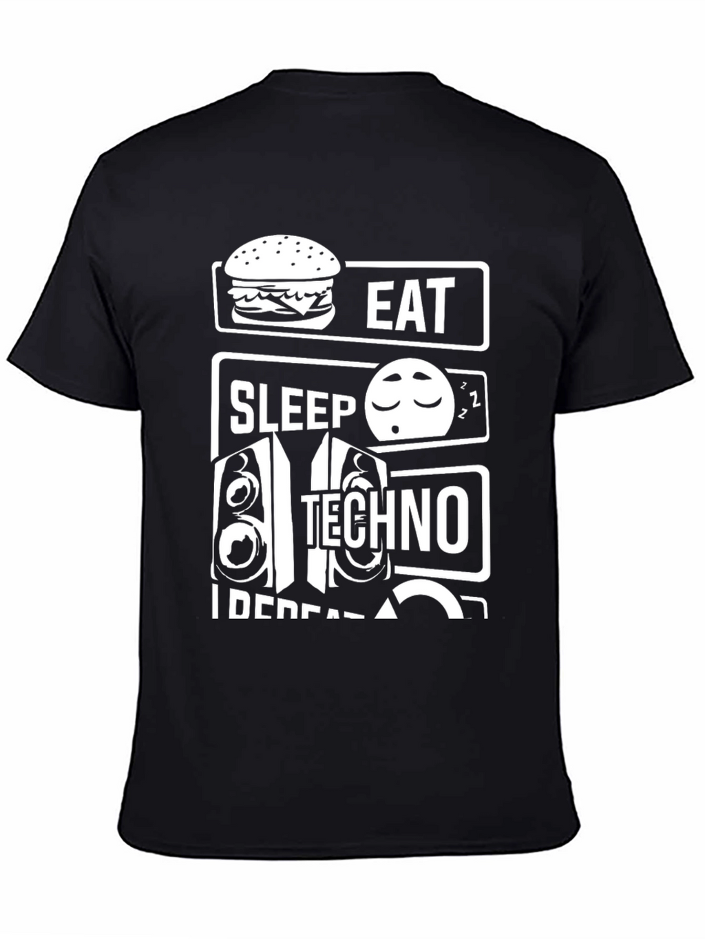 Eat Sleep Techno Repeat Black T-Shirt