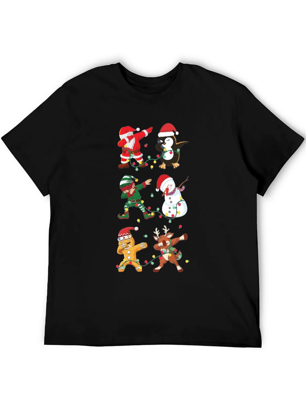 Christmas Dabbing Characters Black Graphic Tee
