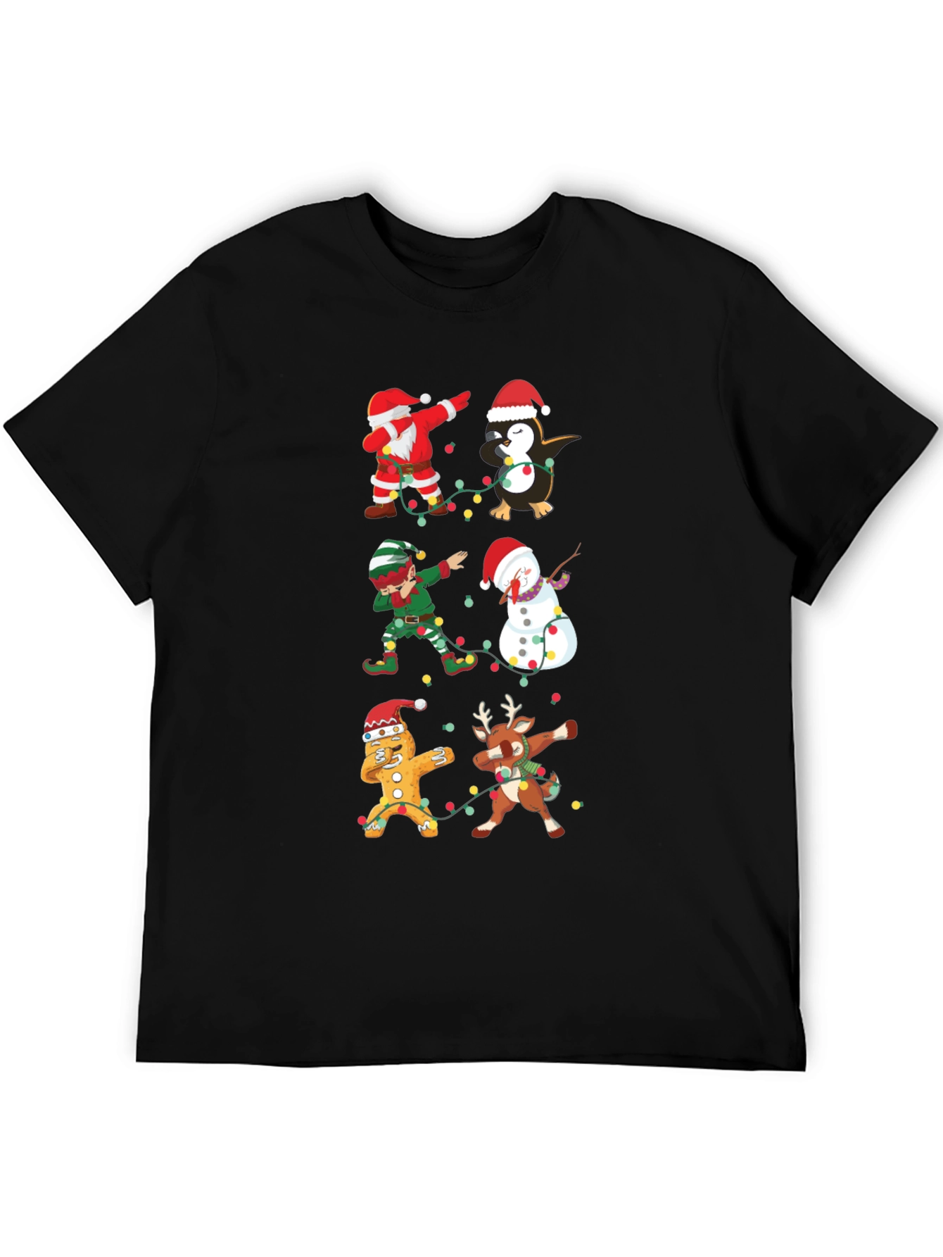 Christmas Dabbing Characters Black Graphic Tee