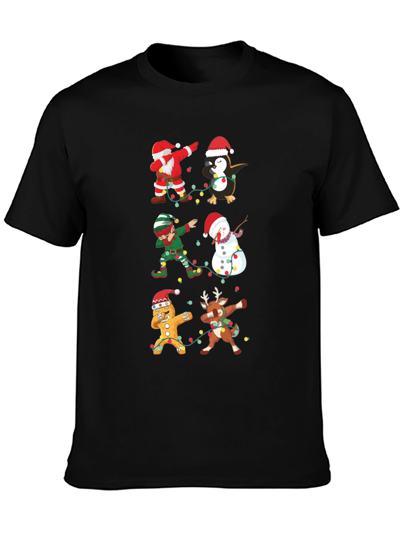 Christmas Dabbing Characters Black Graphic Tee