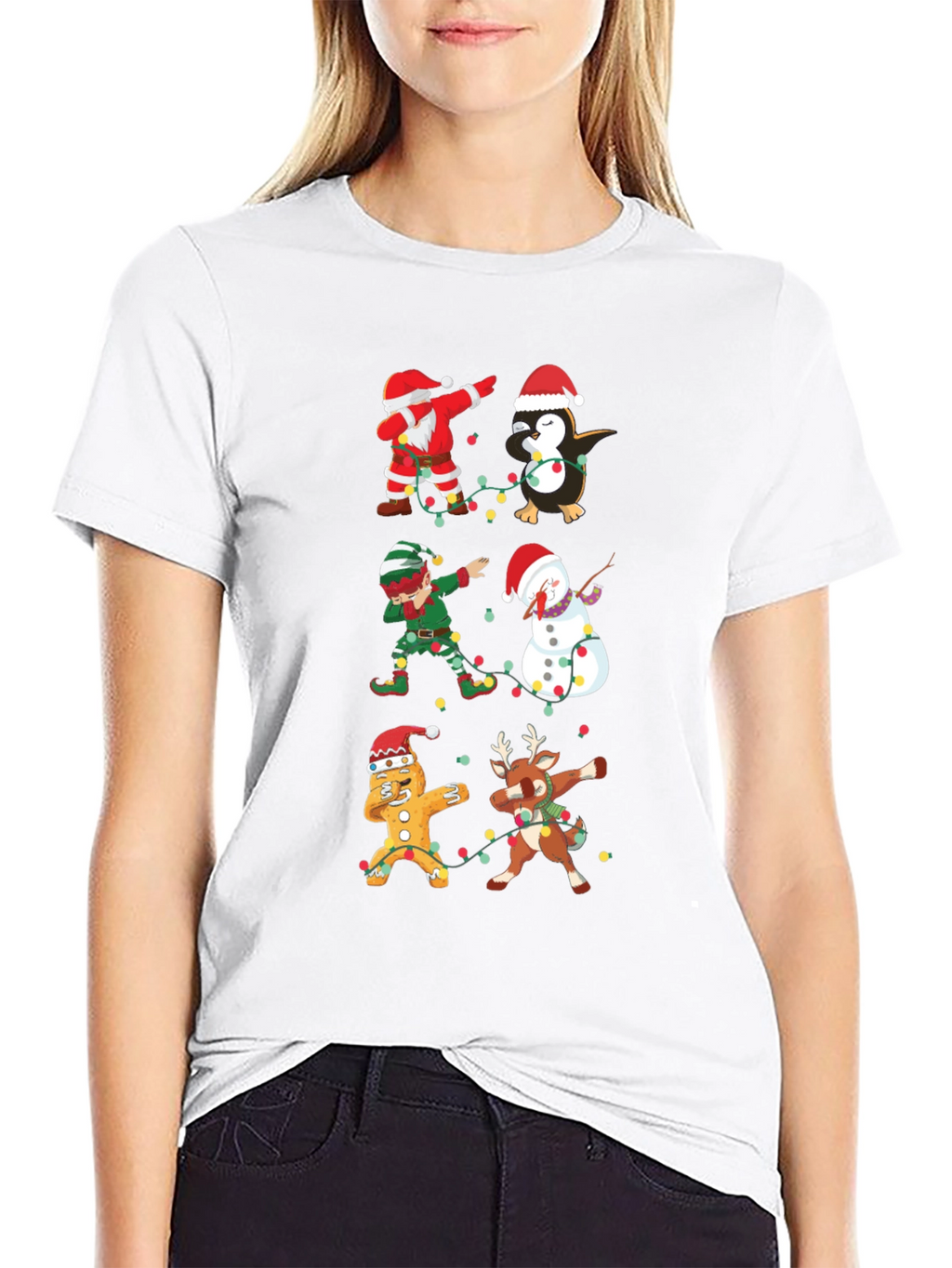 Christmas Dabbing Characters Black Graphic Tee