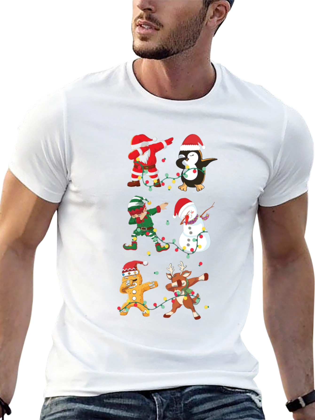 Christmas Dabbing Characters Black Graphic Tee
