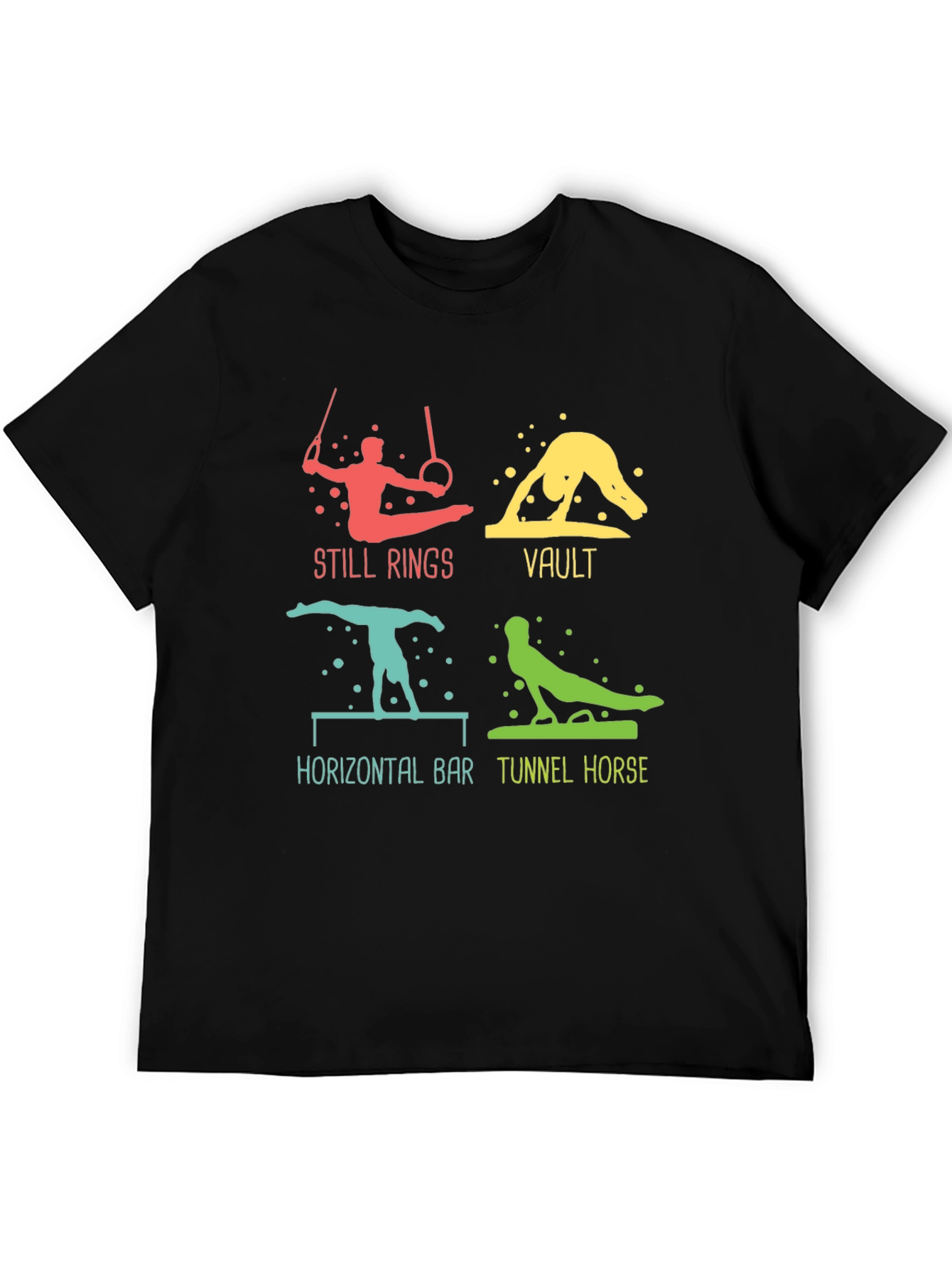 Gymnastics Events Graphic Tee - Still Rings Vault and More!