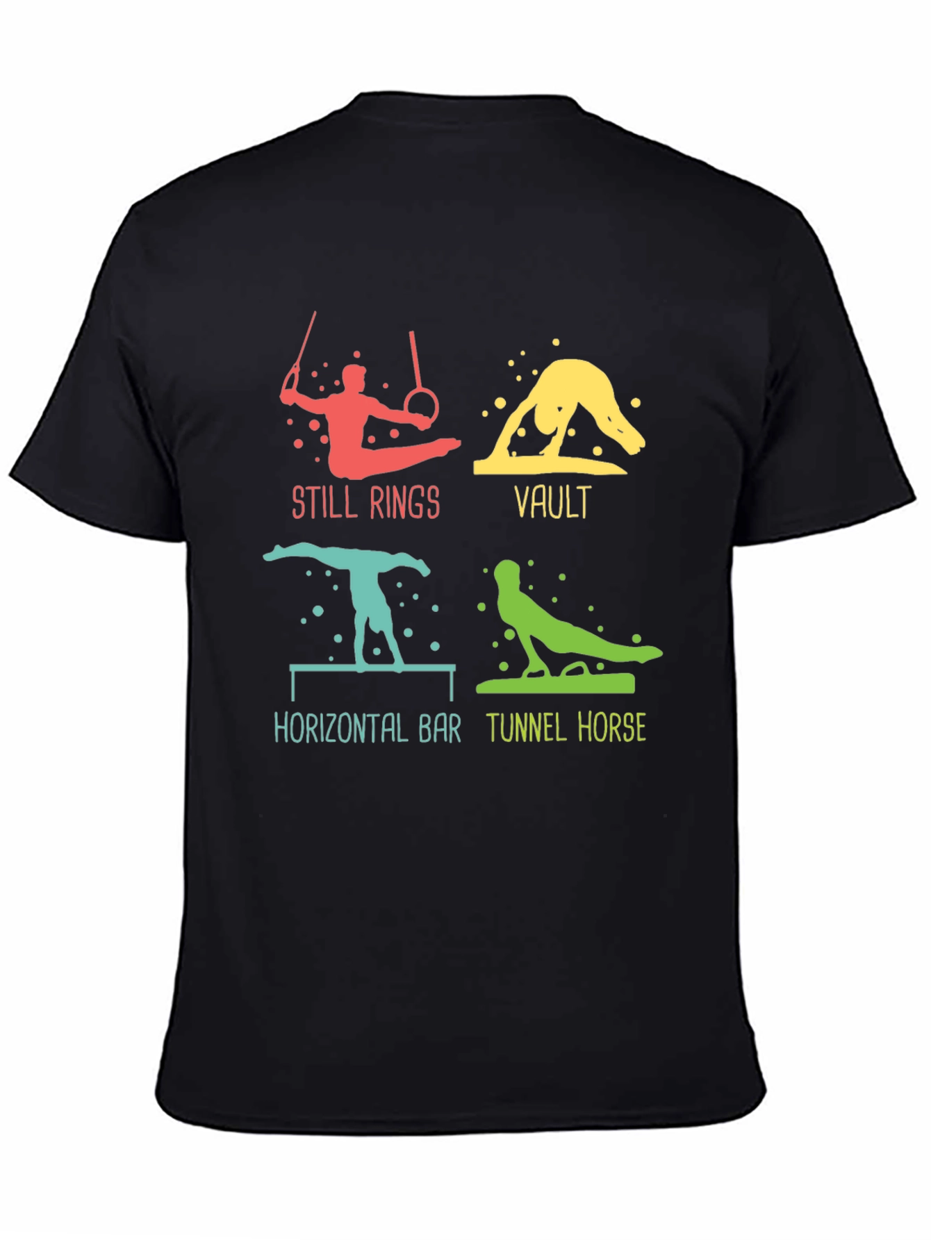 Gymnastics Events Graphic Tee - Still Rings Vault and More!