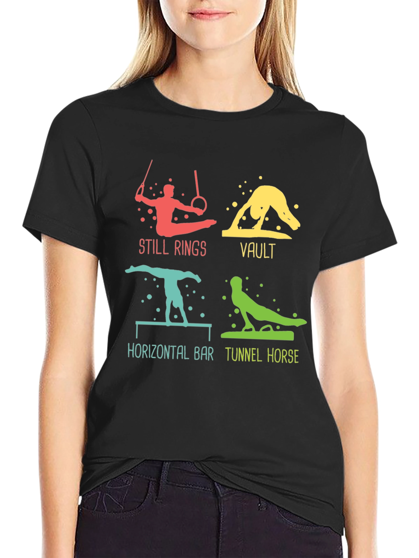 Gymnastics Events Graphic Tee - Still Rings Vault and More!