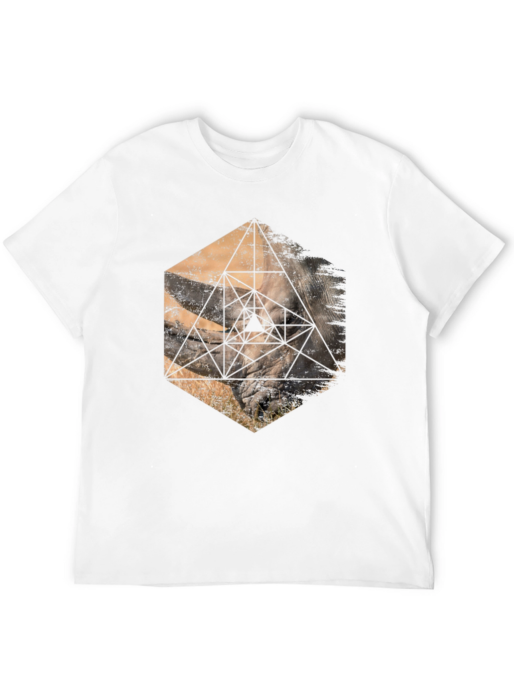 Geometric Rhino Graphic Tee - Stylish Mens Black T-Shirt