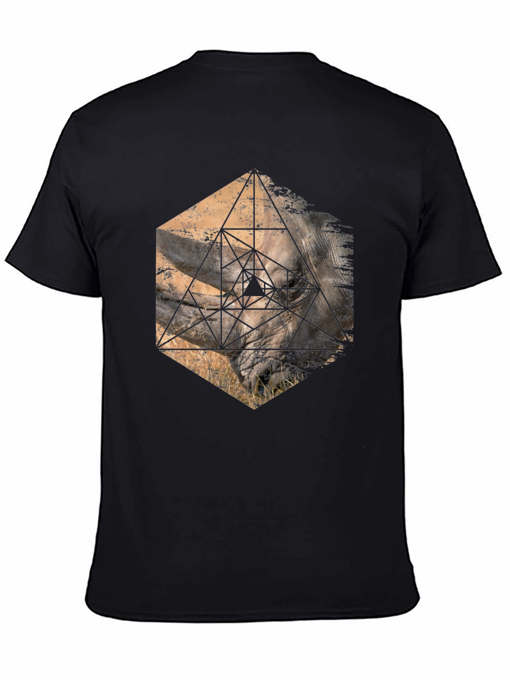 Geometric Rhino Graphic Tee - Stylish Mens Black T-Shirt