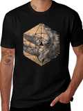 Geometric Rhino Graphic Tee - Stylish Mens Black T-Shirt