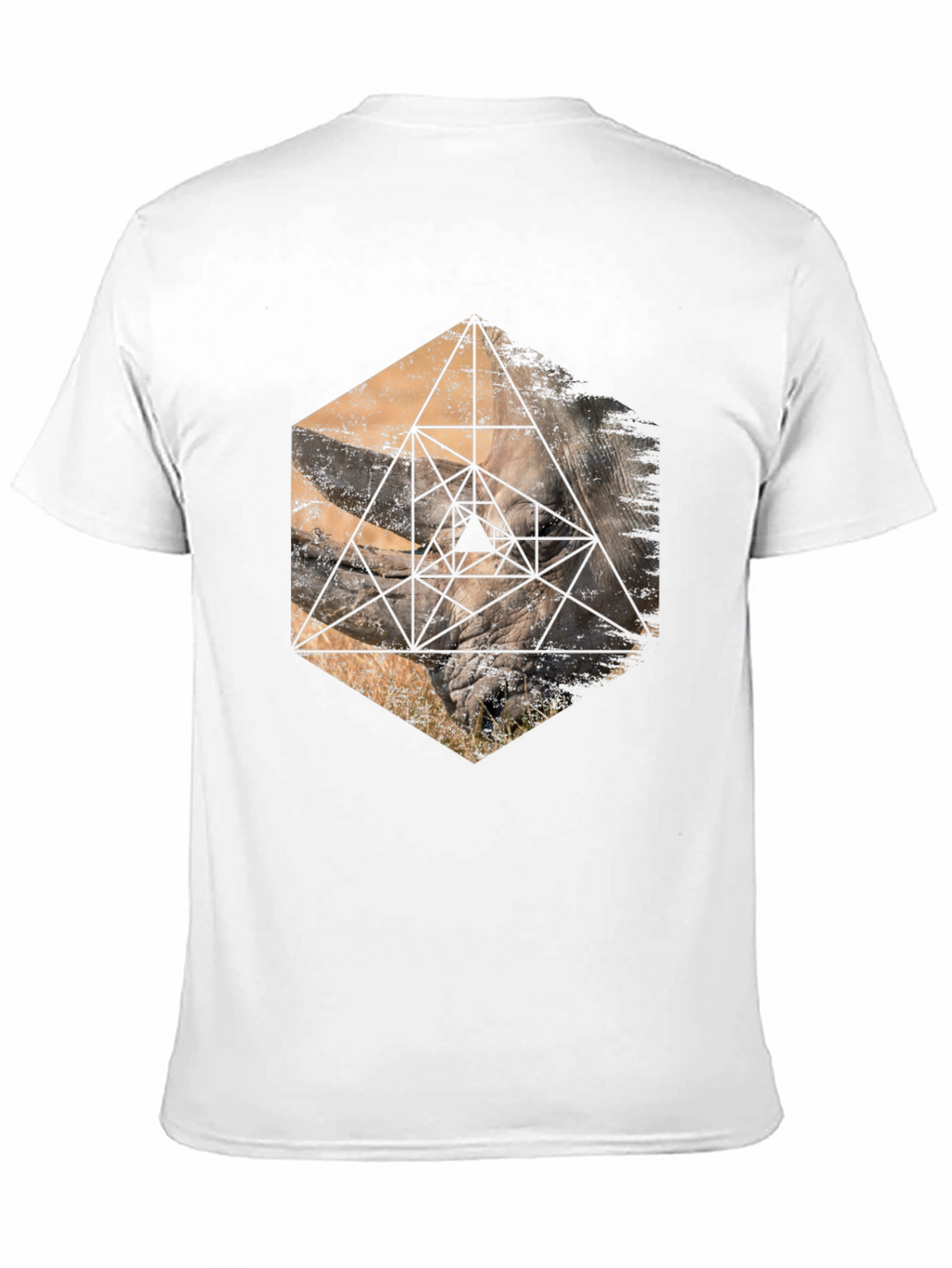 Geometric Rhino Graphic Tee - Stylish Mens Black T-Shirt