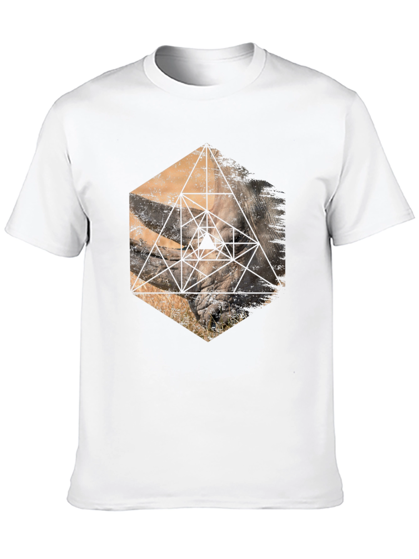 Geometric Rhino Graphic Tee - Stylish Mens Black T-Shirt