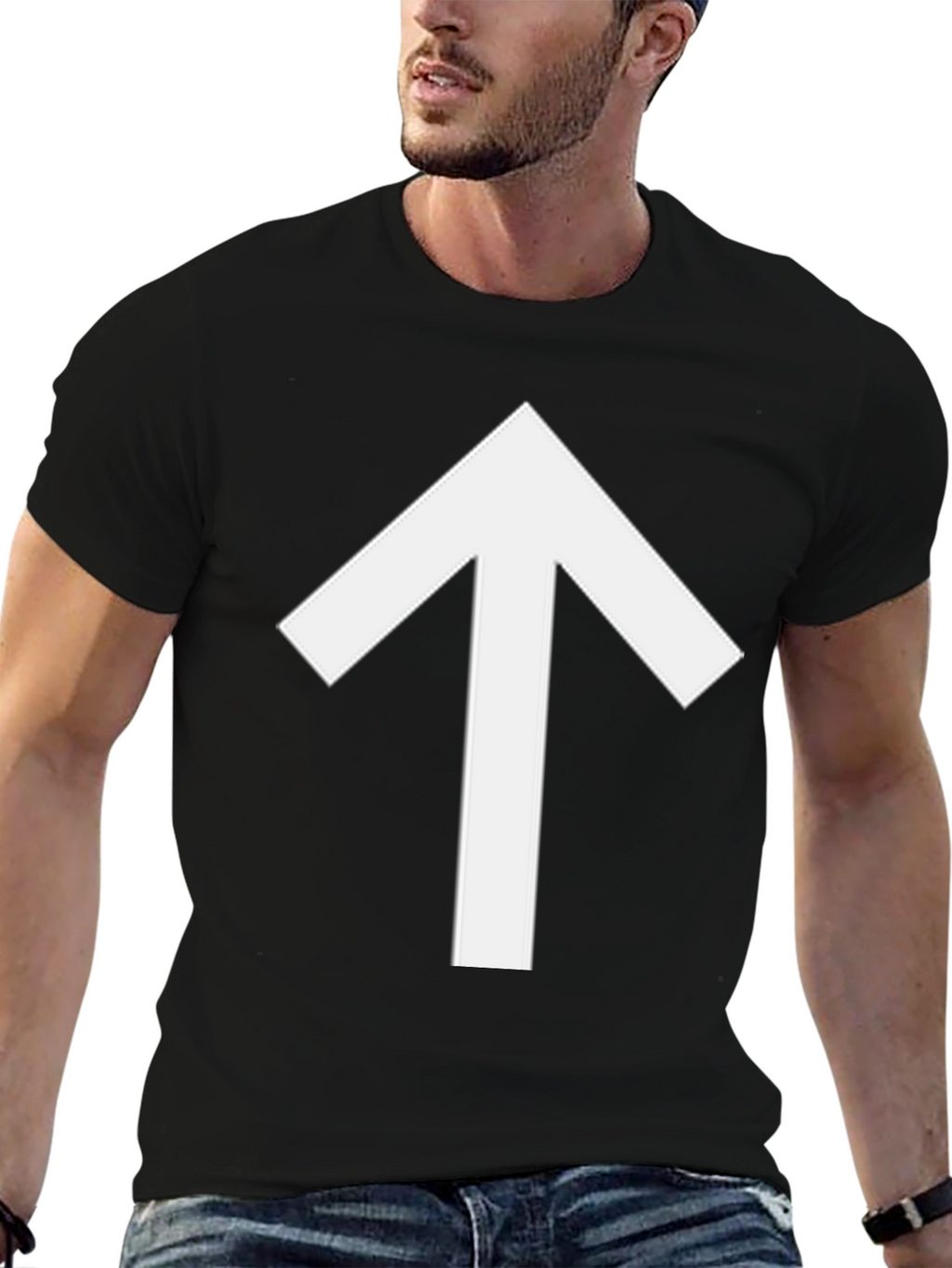 Upward Arrow Graphic Tee - Black