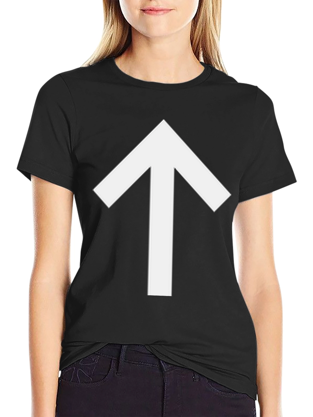 Upward Arrow Graphic Tee - Black