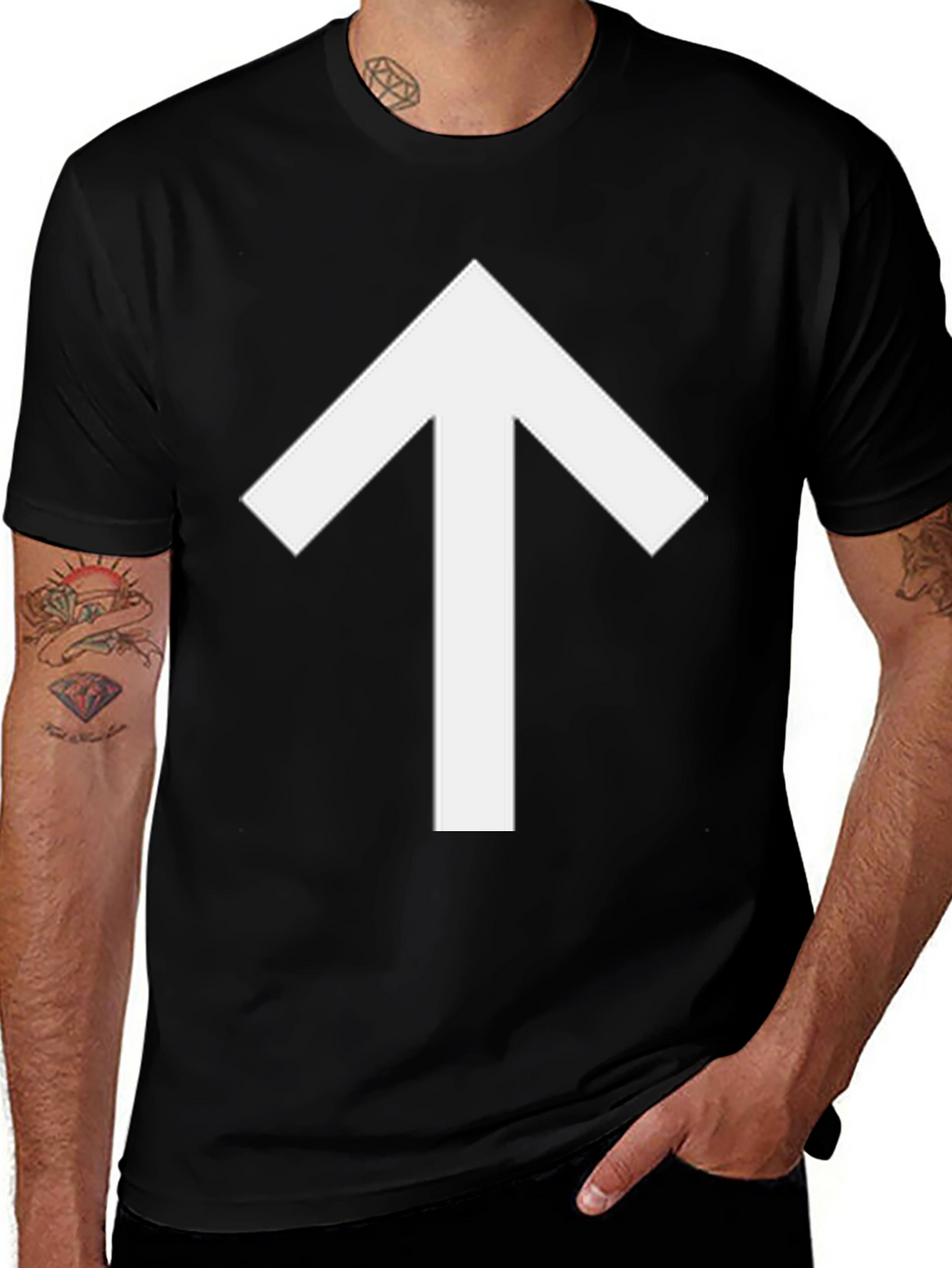 Upward Arrow Graphic Tee - Black
