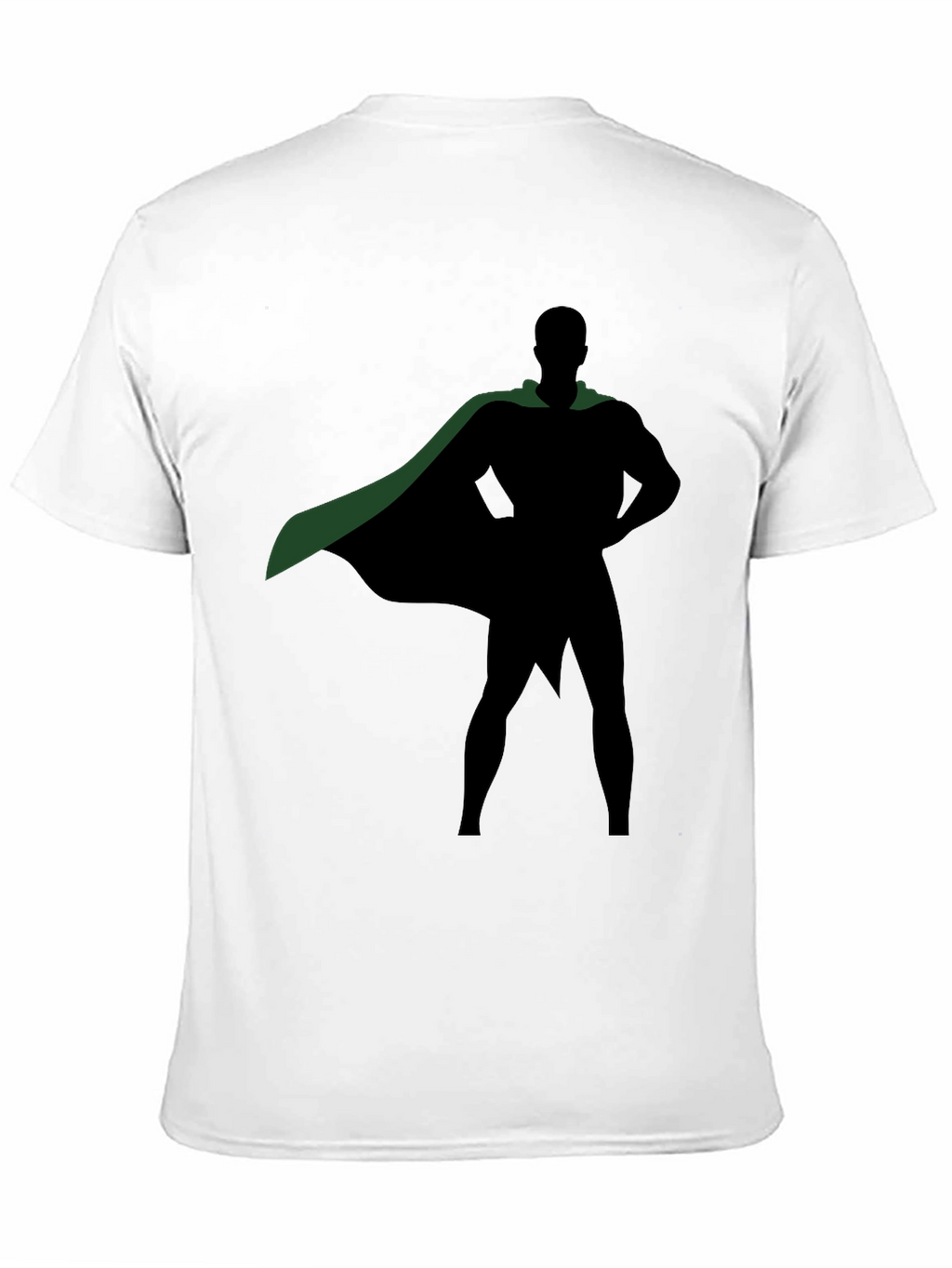 Superhero Silhouette Black T-Shirt with Green Cape