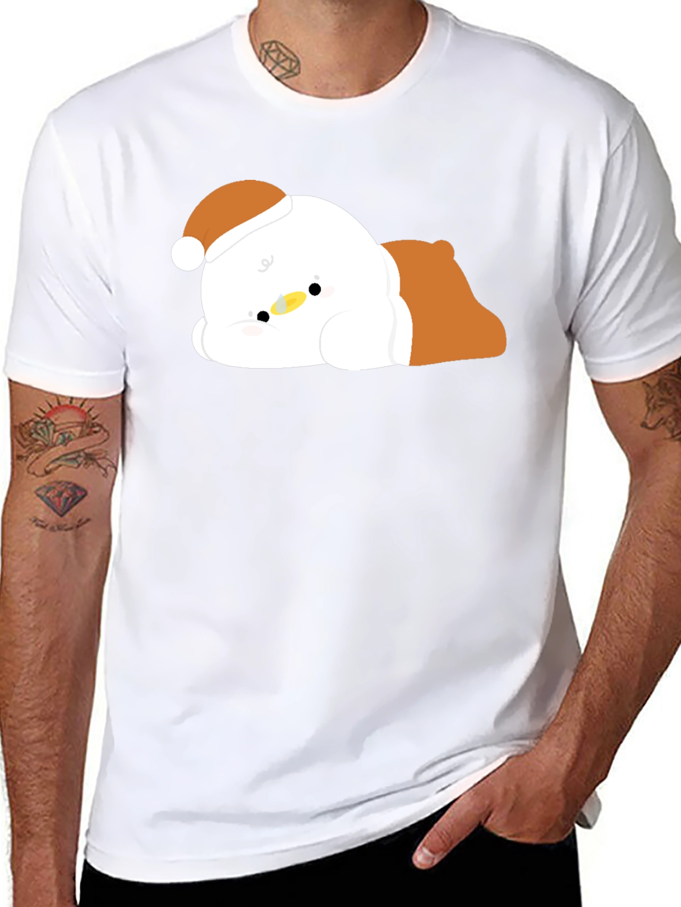 Cute Duck in Santa Hat T-Shirt