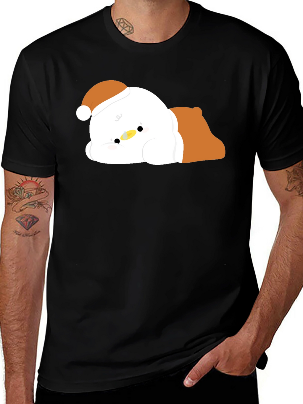 Cute Duck in Santa Hat T-Shirt