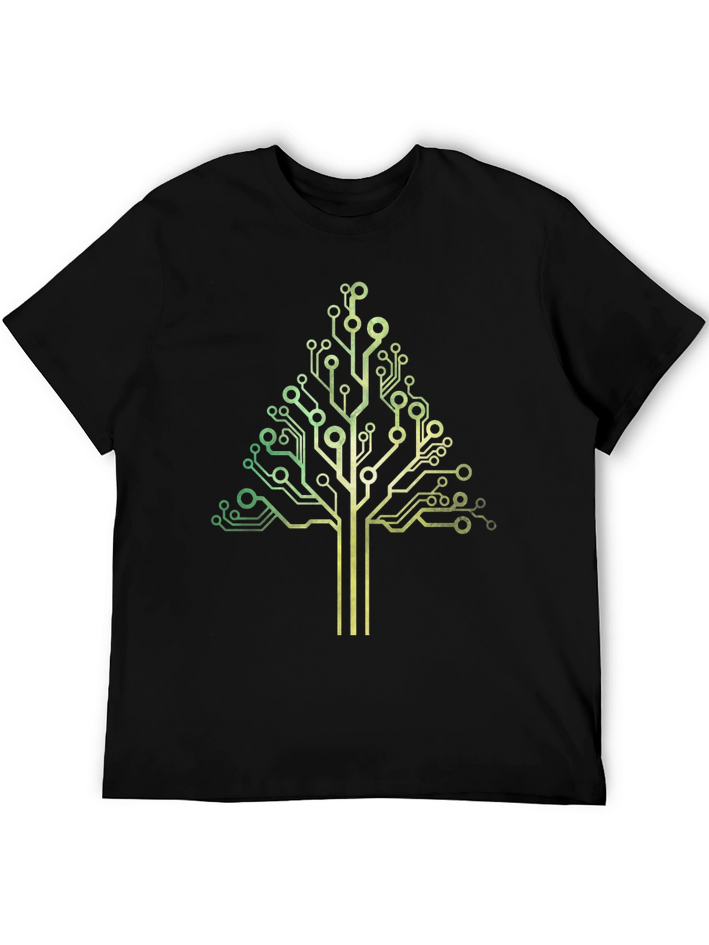 Circuit Tree Graphic Tee - Black Cotton T-Shirt