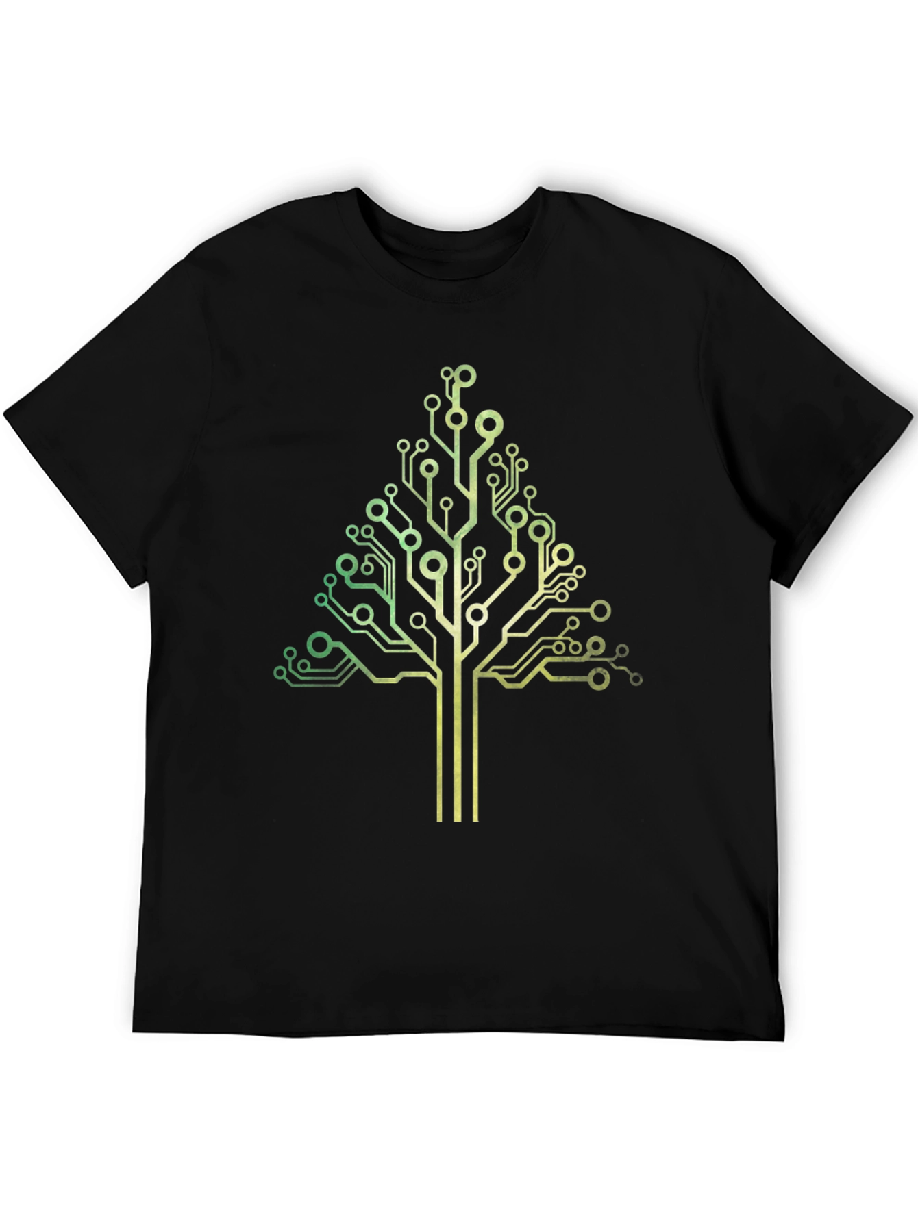 Circuit Tree Graphic Tee - Black Cotton T-Shirt