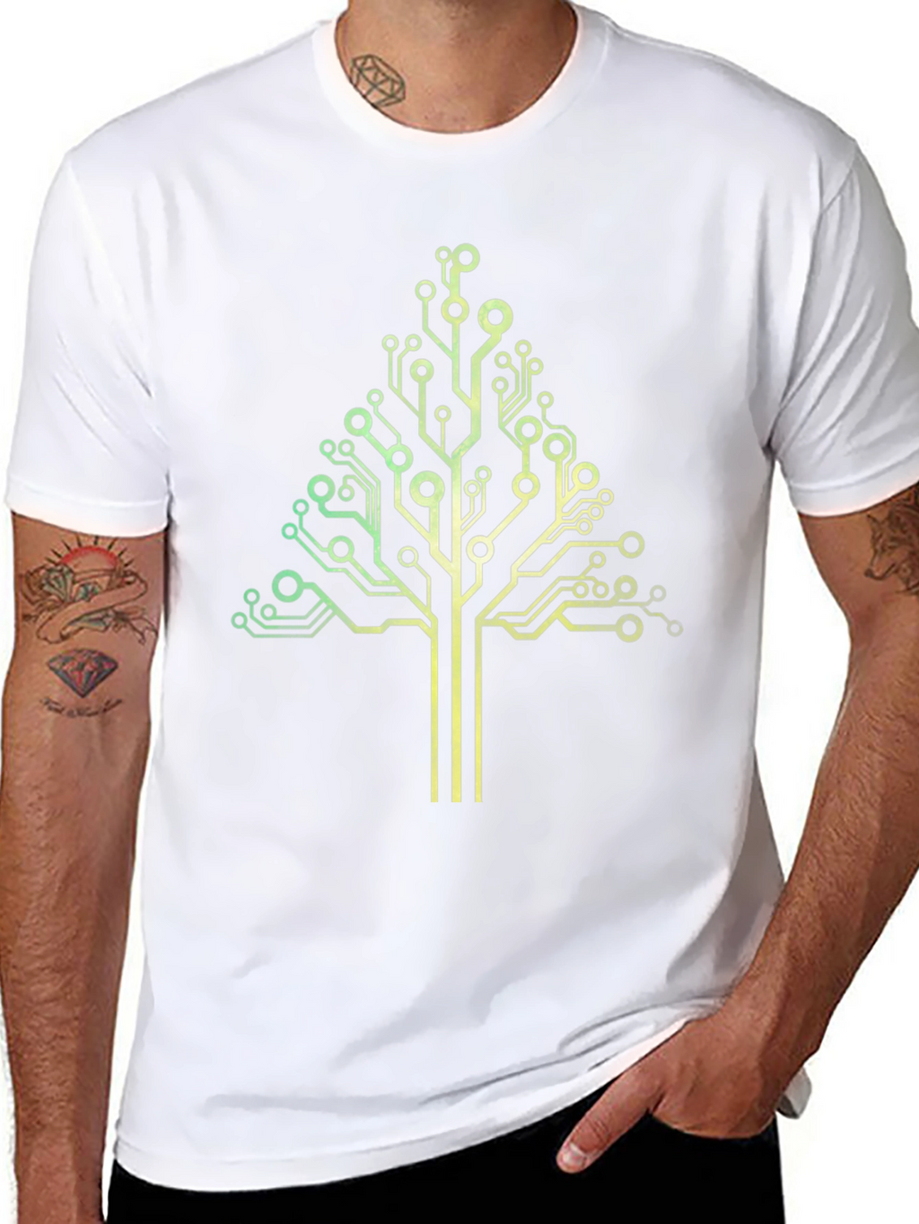 Circuit Tree Graphic Tee - Black Cotton T-Shirt