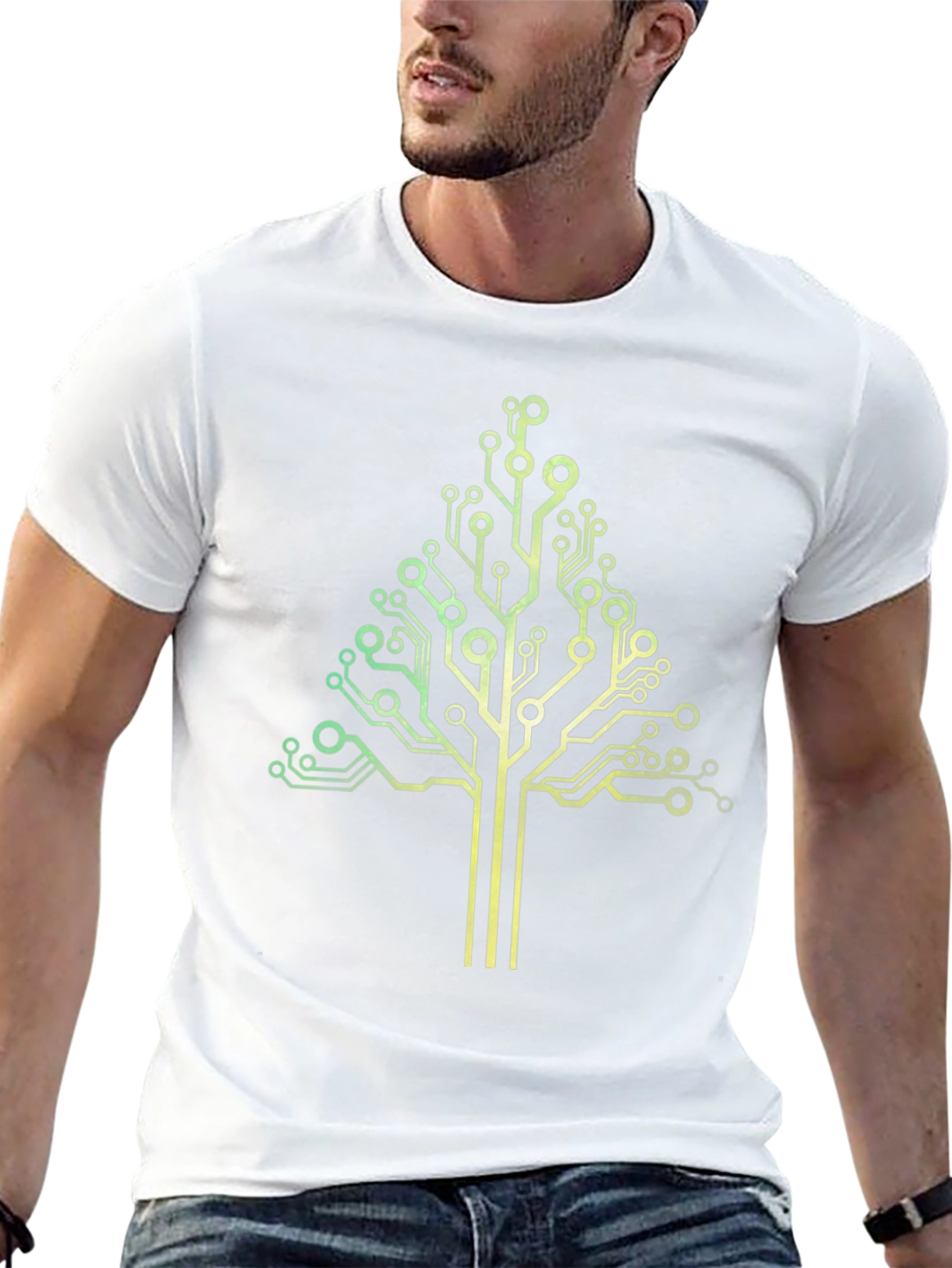 Circuit Tree Graphic Tee - Black Cotton T-Shirt