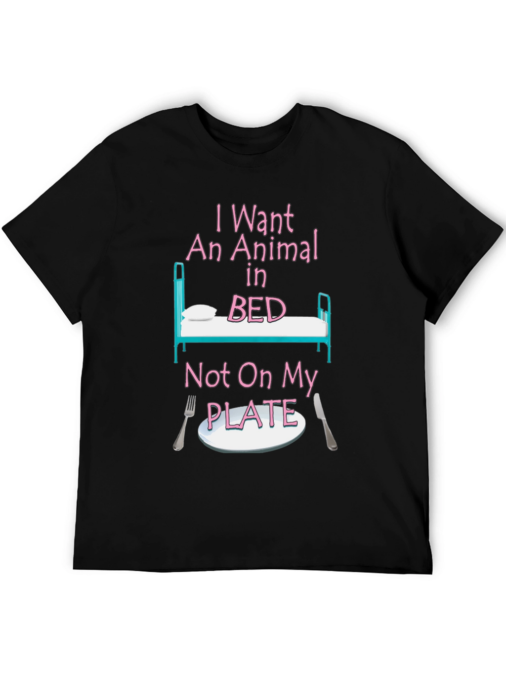 Vegan T-Shirt: Animal in Bed Not On My Plate