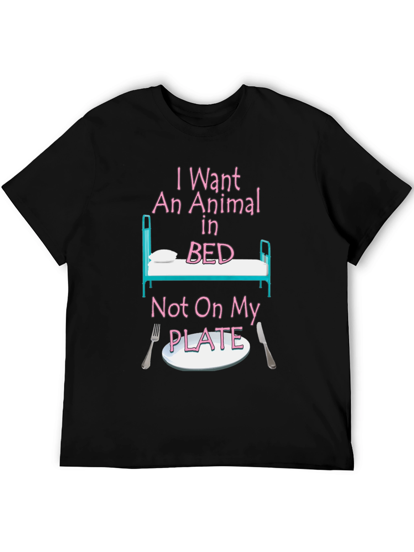 Vegan T-Shirt: Animal in Bed Not On My Plate