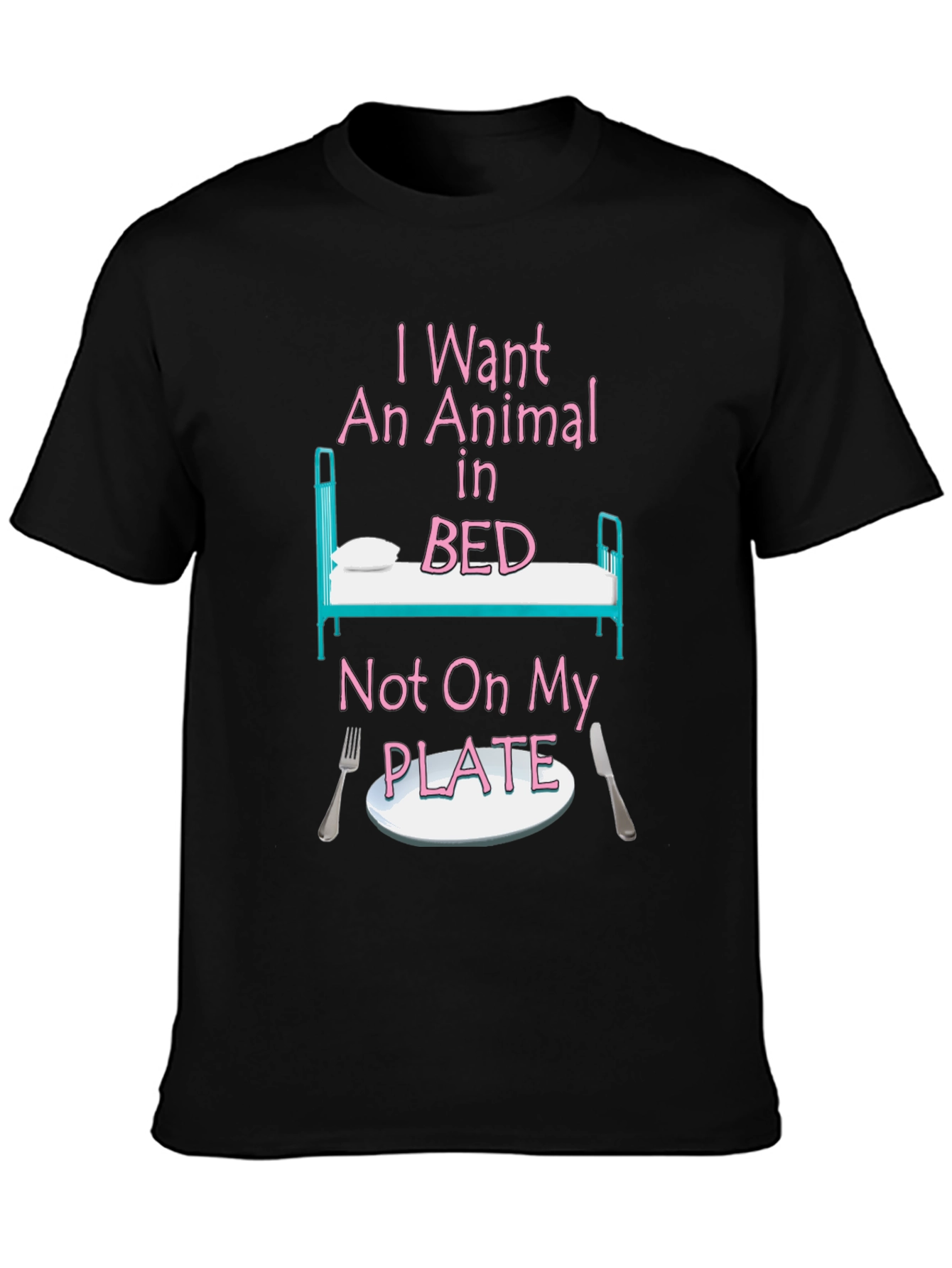 Vegan T-Shirt: Animal in Bed Not On My Plate