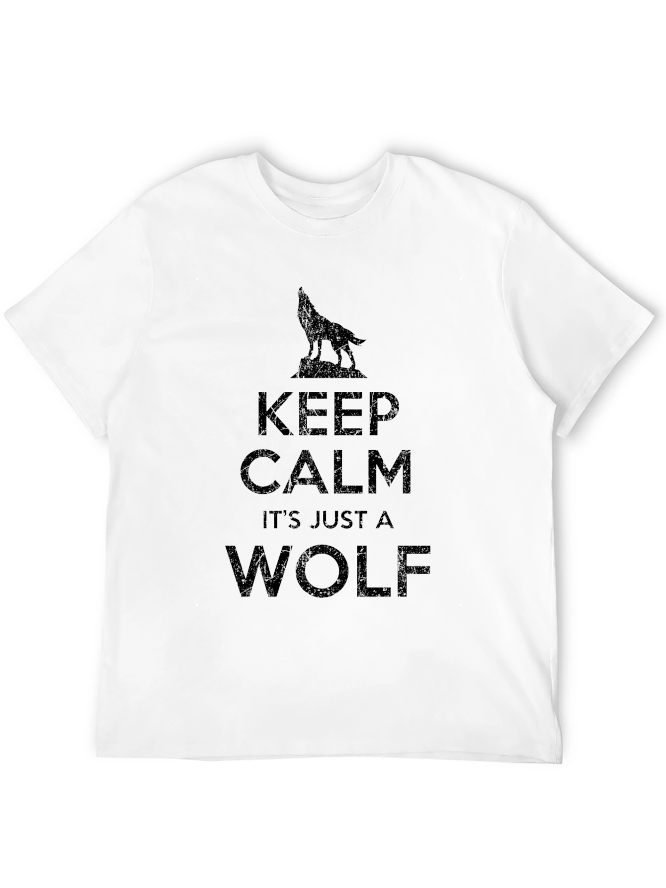 Keep Calm Wolf Graphic T-Shirt - Mens Black Tee