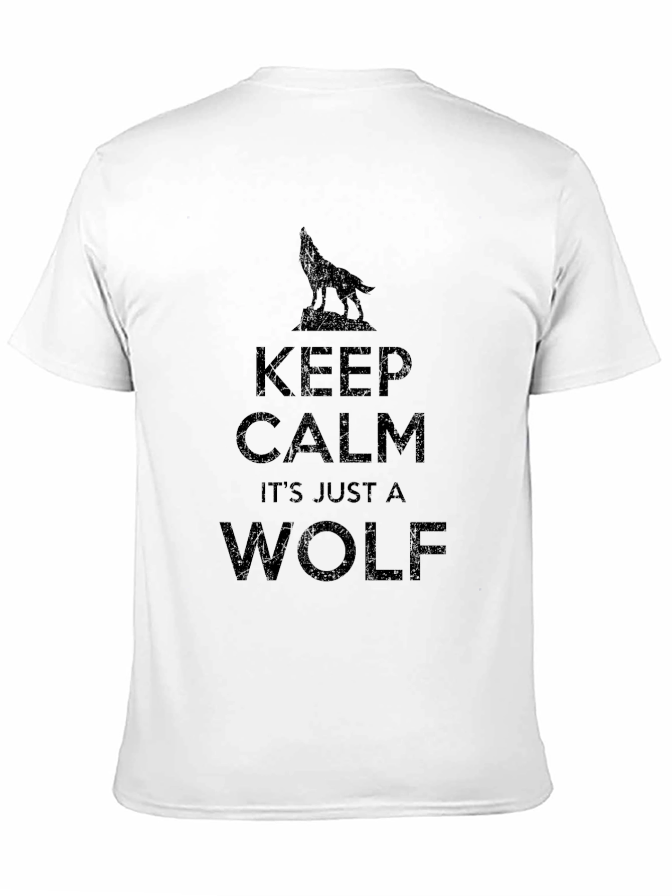 Keep Calm Wolf Graphic T-Shirt - Mens Black Tee