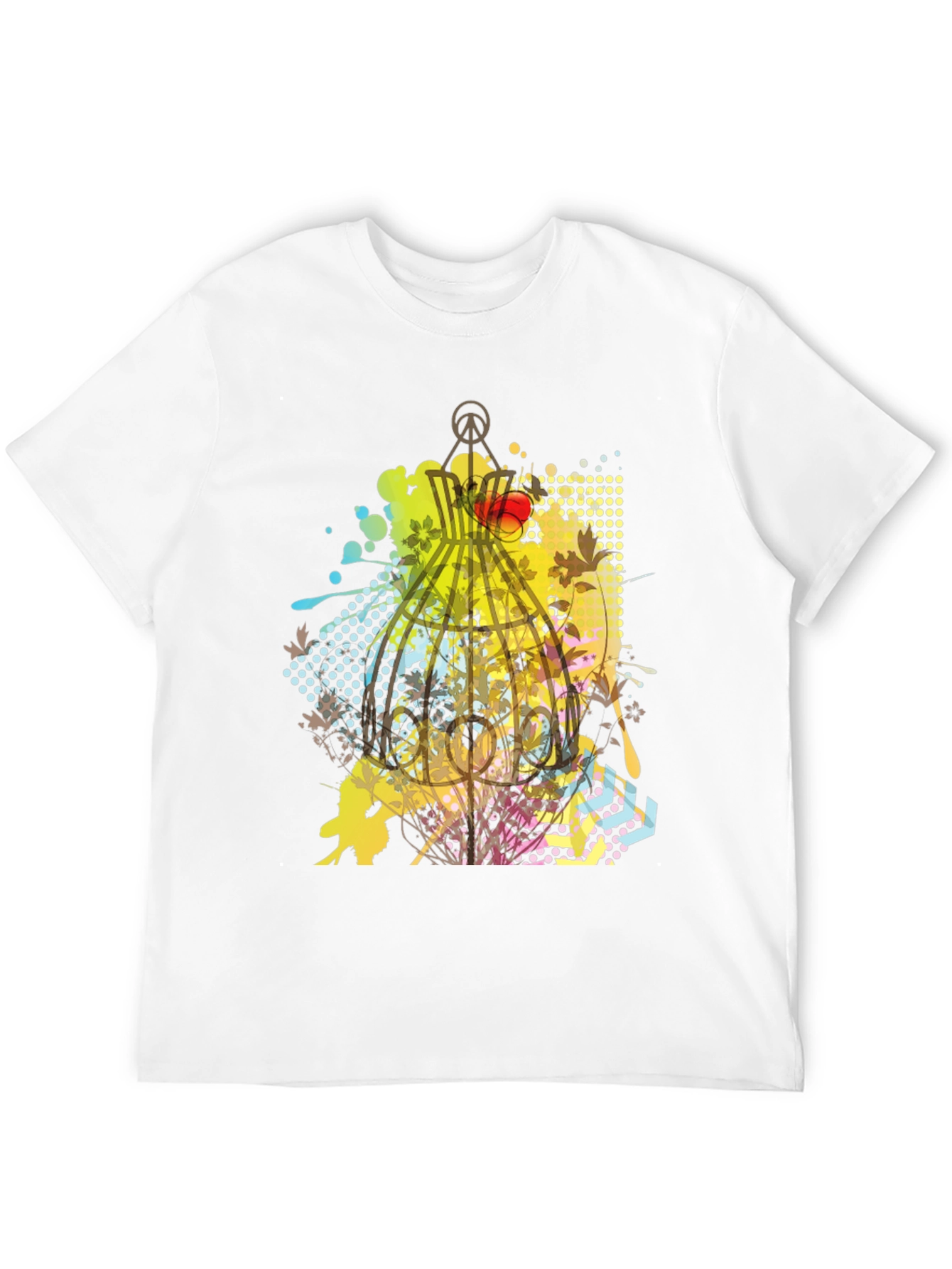 Graphic Birdcage T-Shirt - Artistic Design