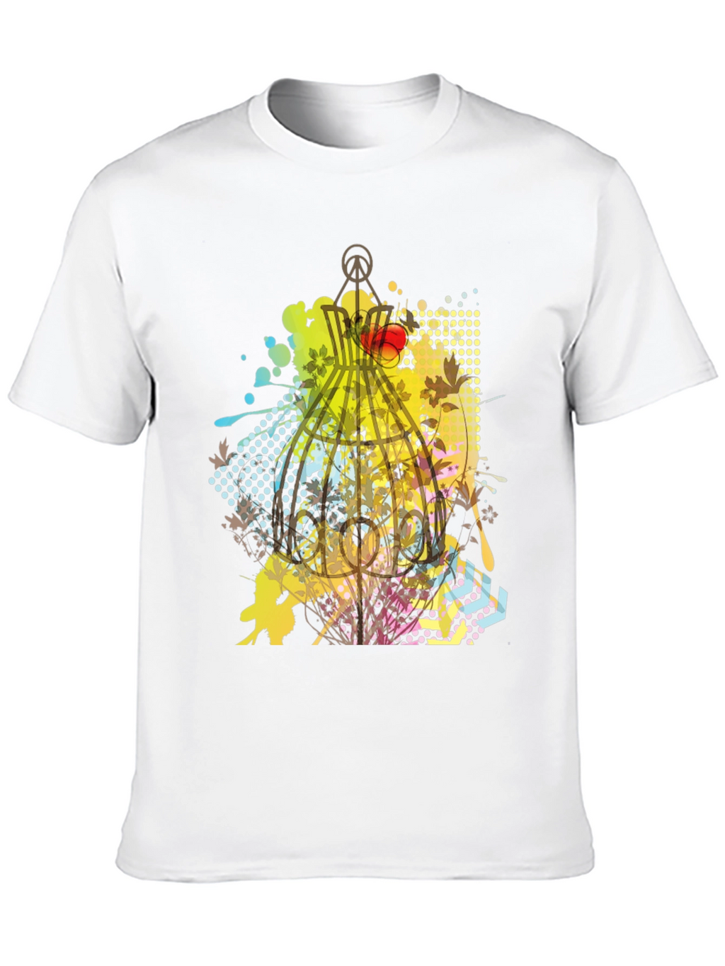 Graphic Birdcage T-Shirt - Artistic Design
